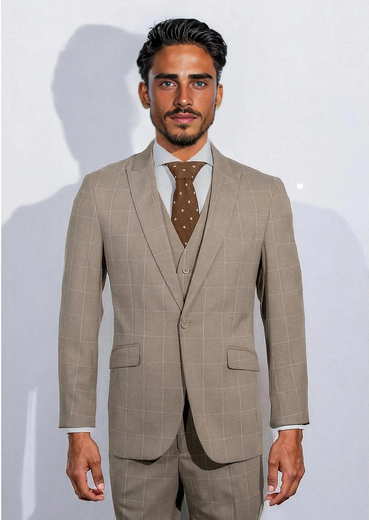 Plaid Beige Suit