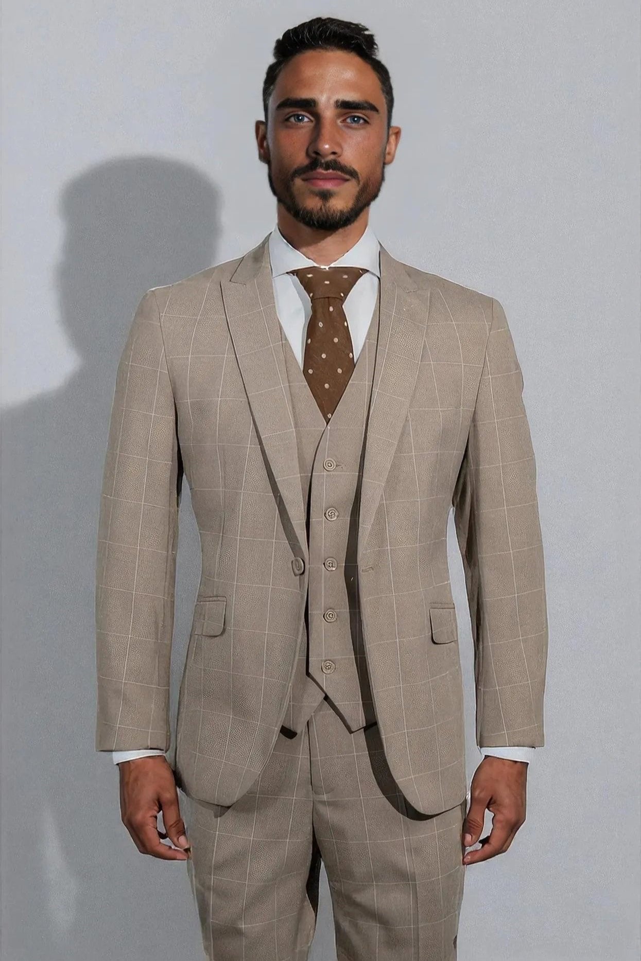 Plaid Beige Suit