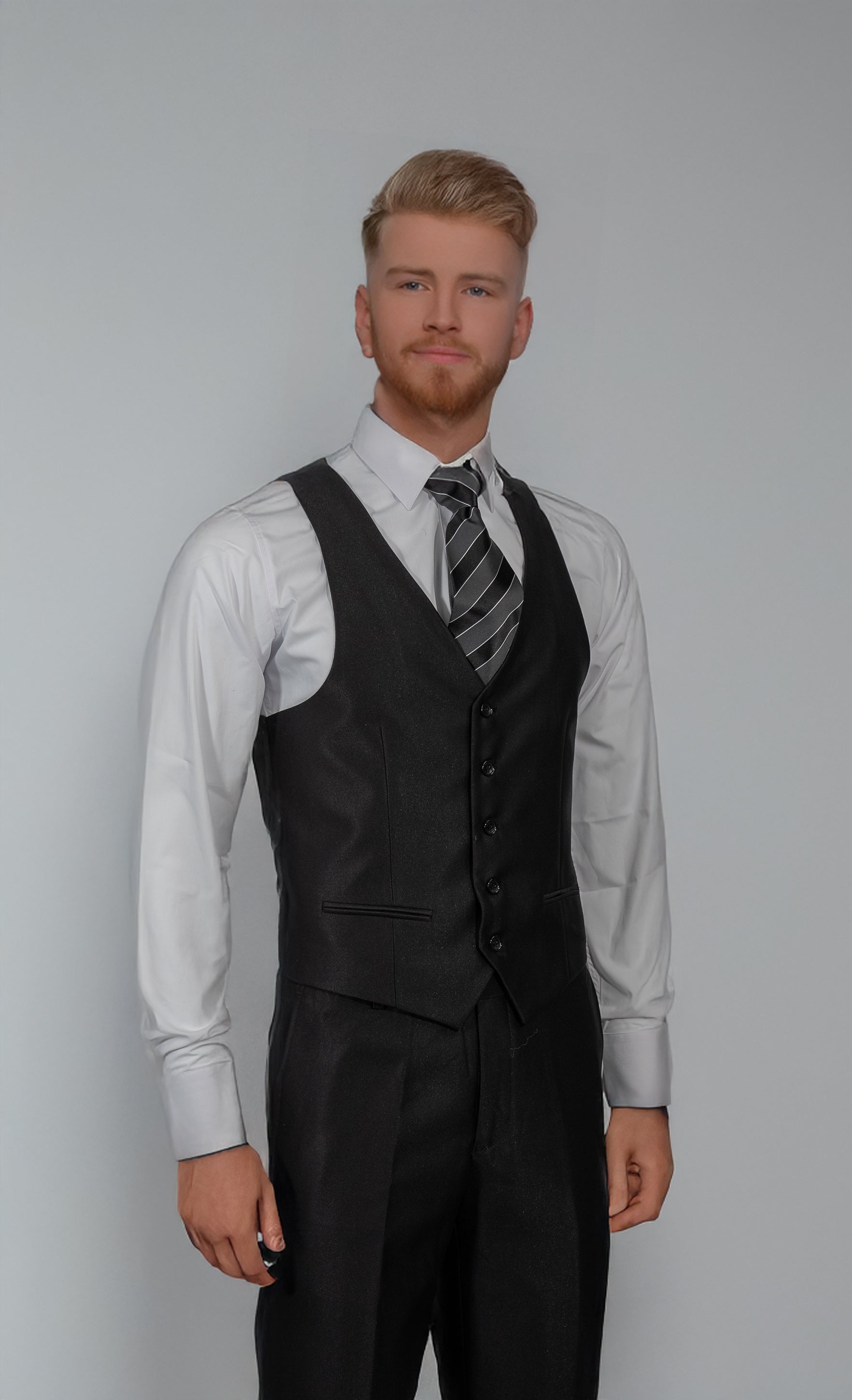 Solid Black Shark Skin Suit