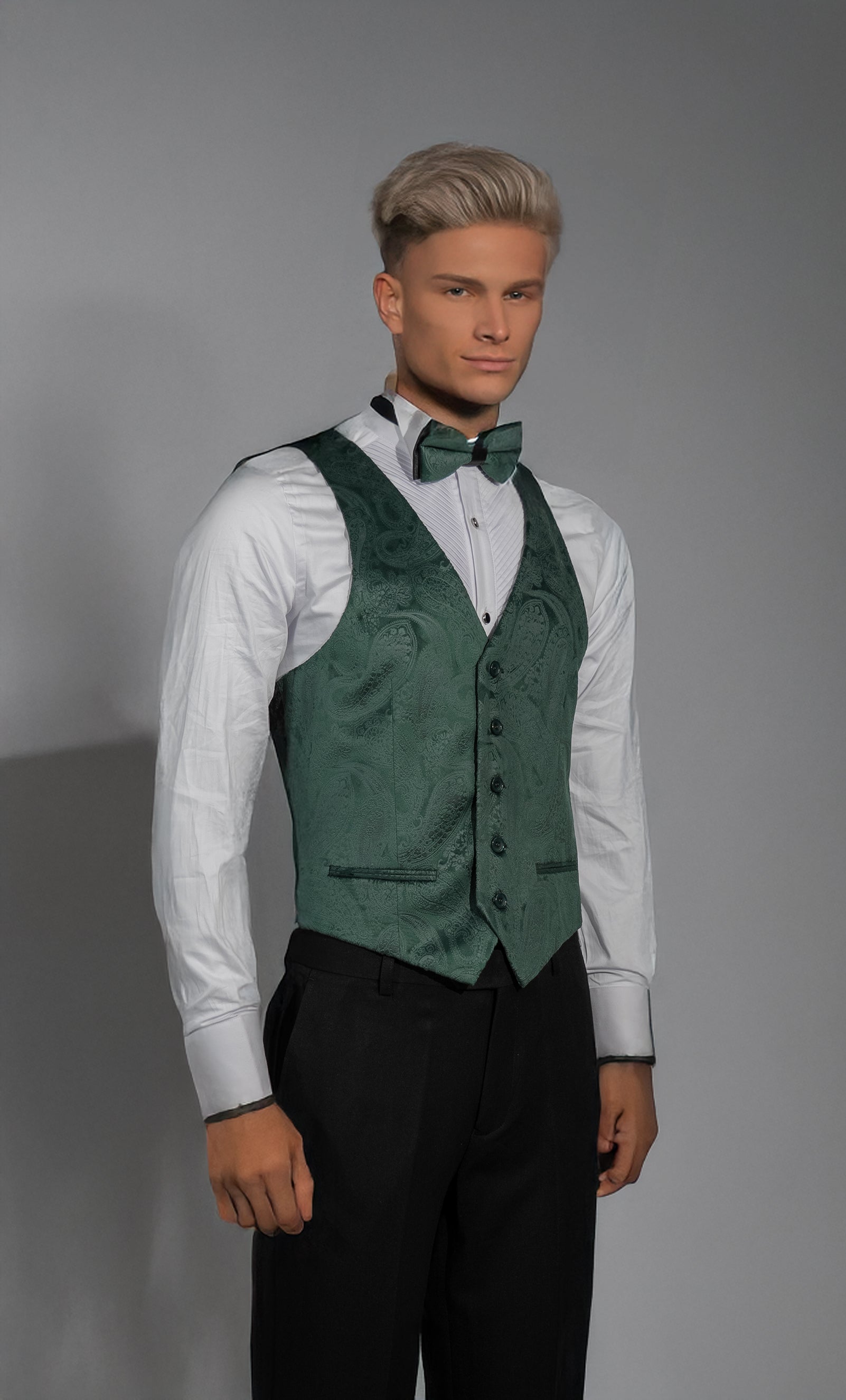 Emerald Green Velvet Paisley Suit