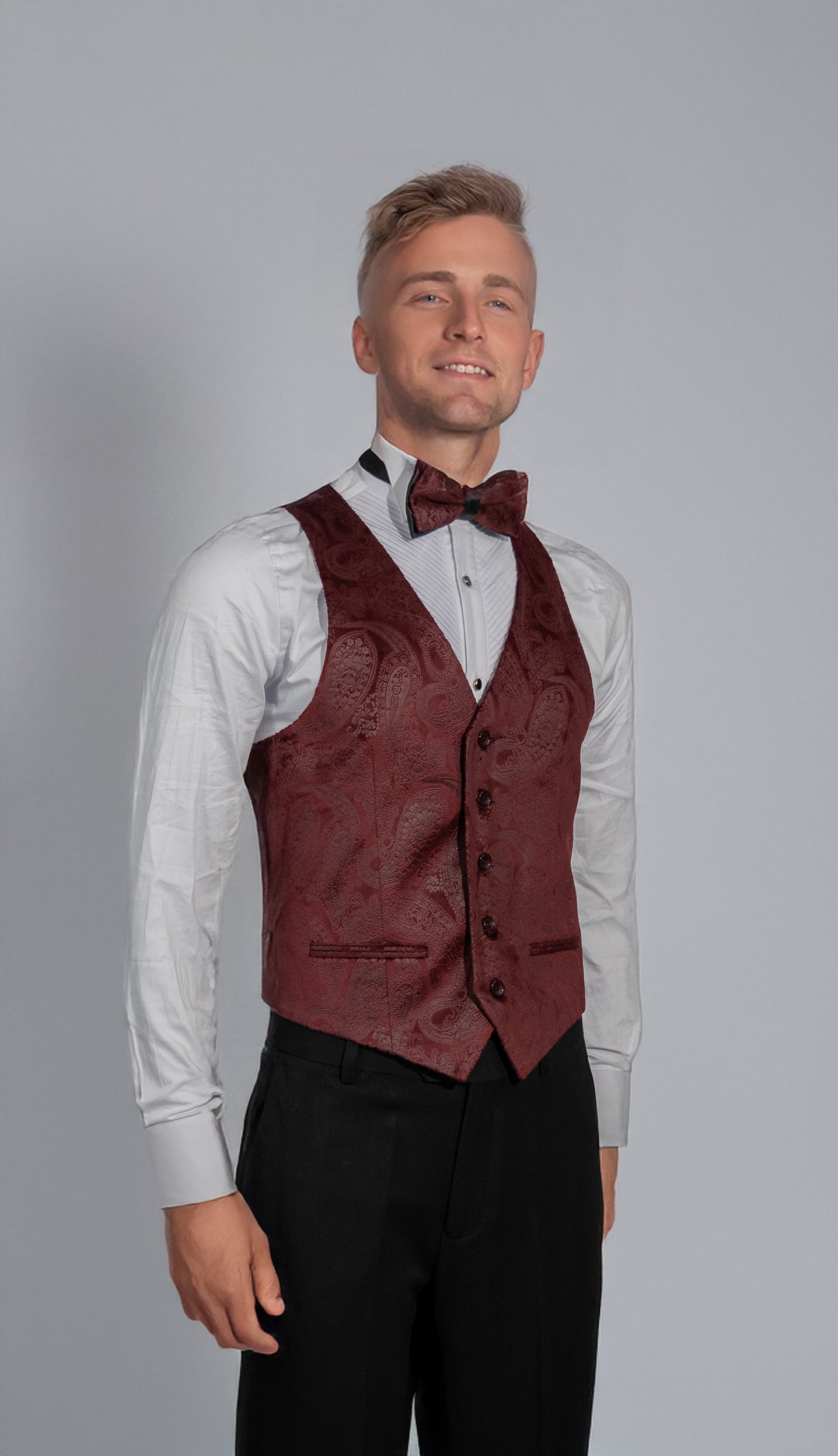Burgundy Velvet Paisley Suit