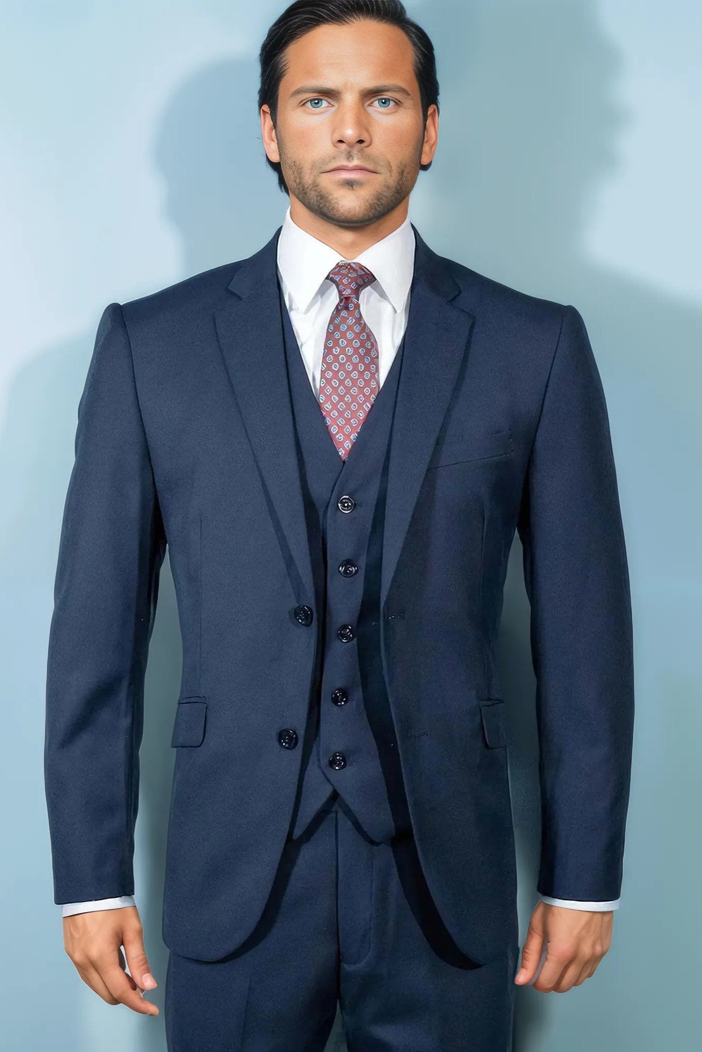Navy Blue Solid Suit