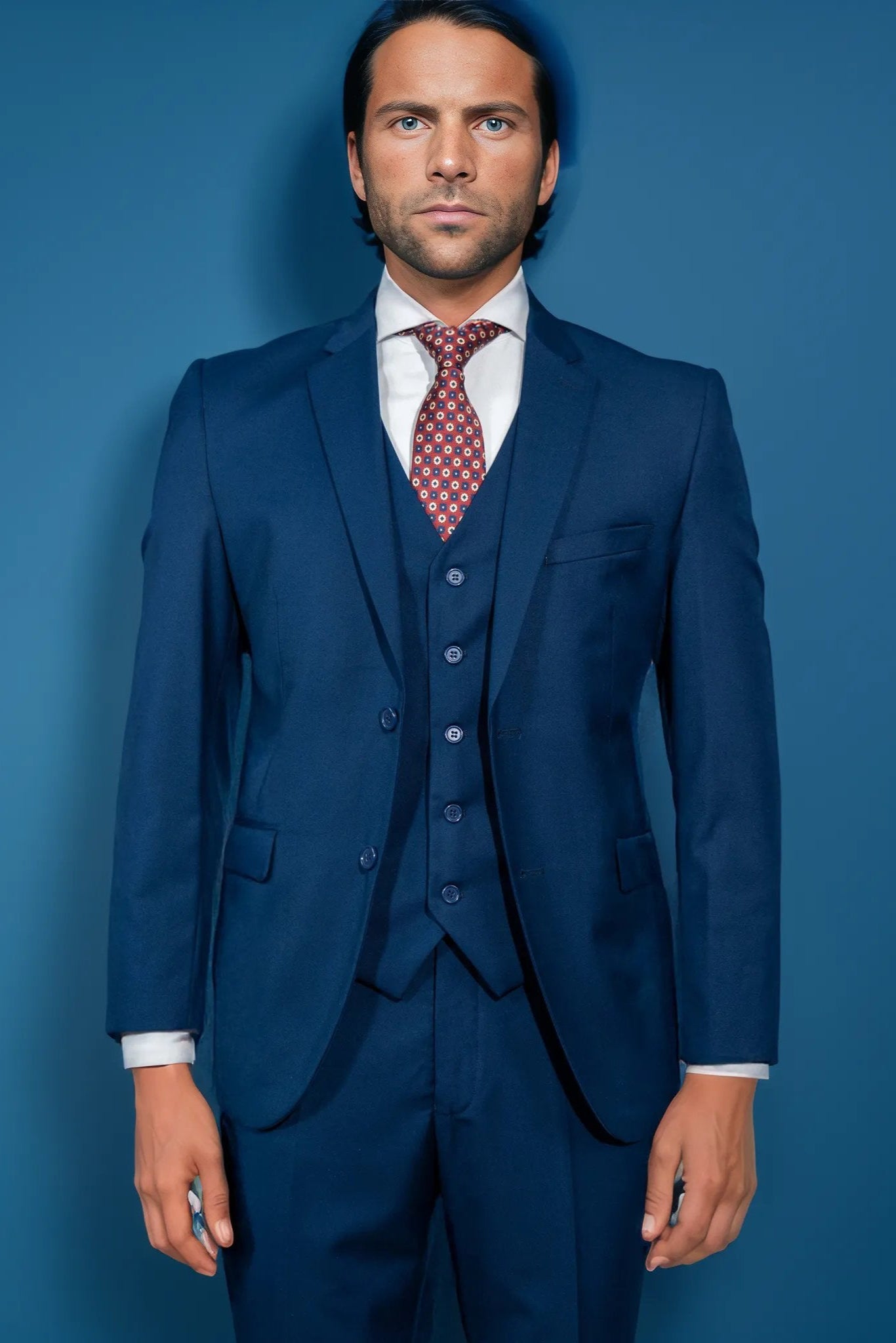 Dark Navy Blue Solid Suit