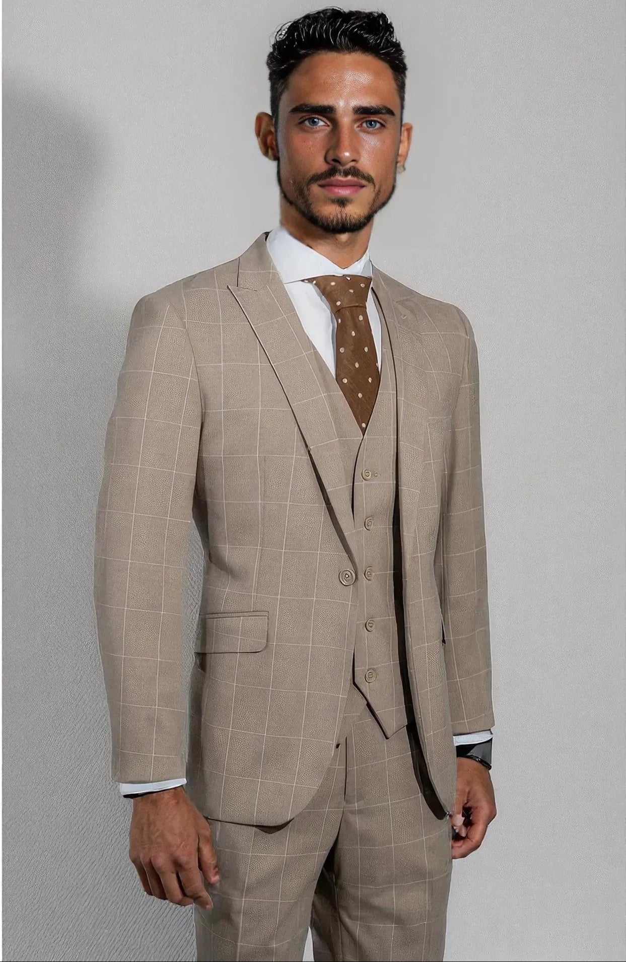 Plaid Beige Suit