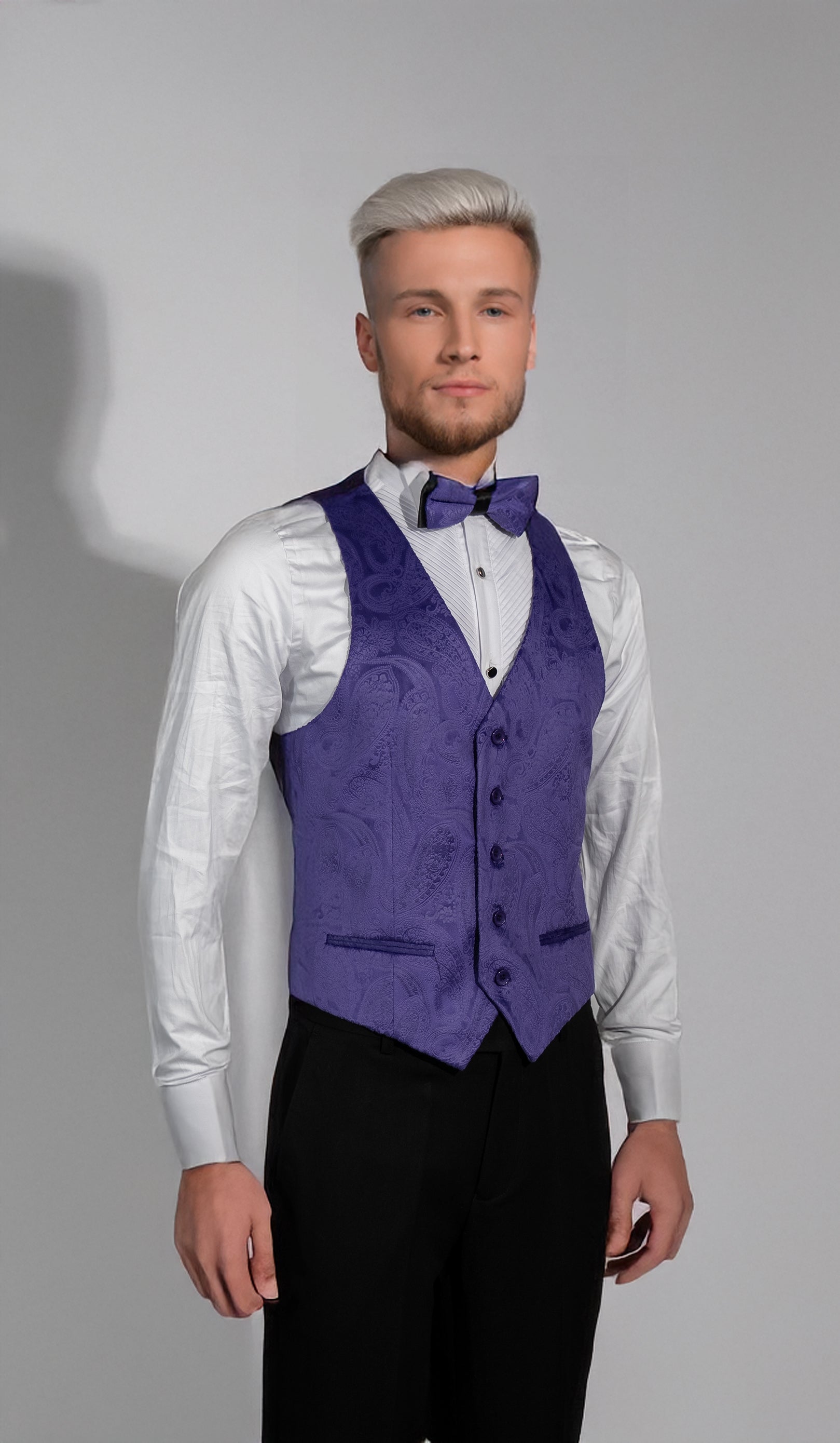 Purple Velvet Paisley Suit