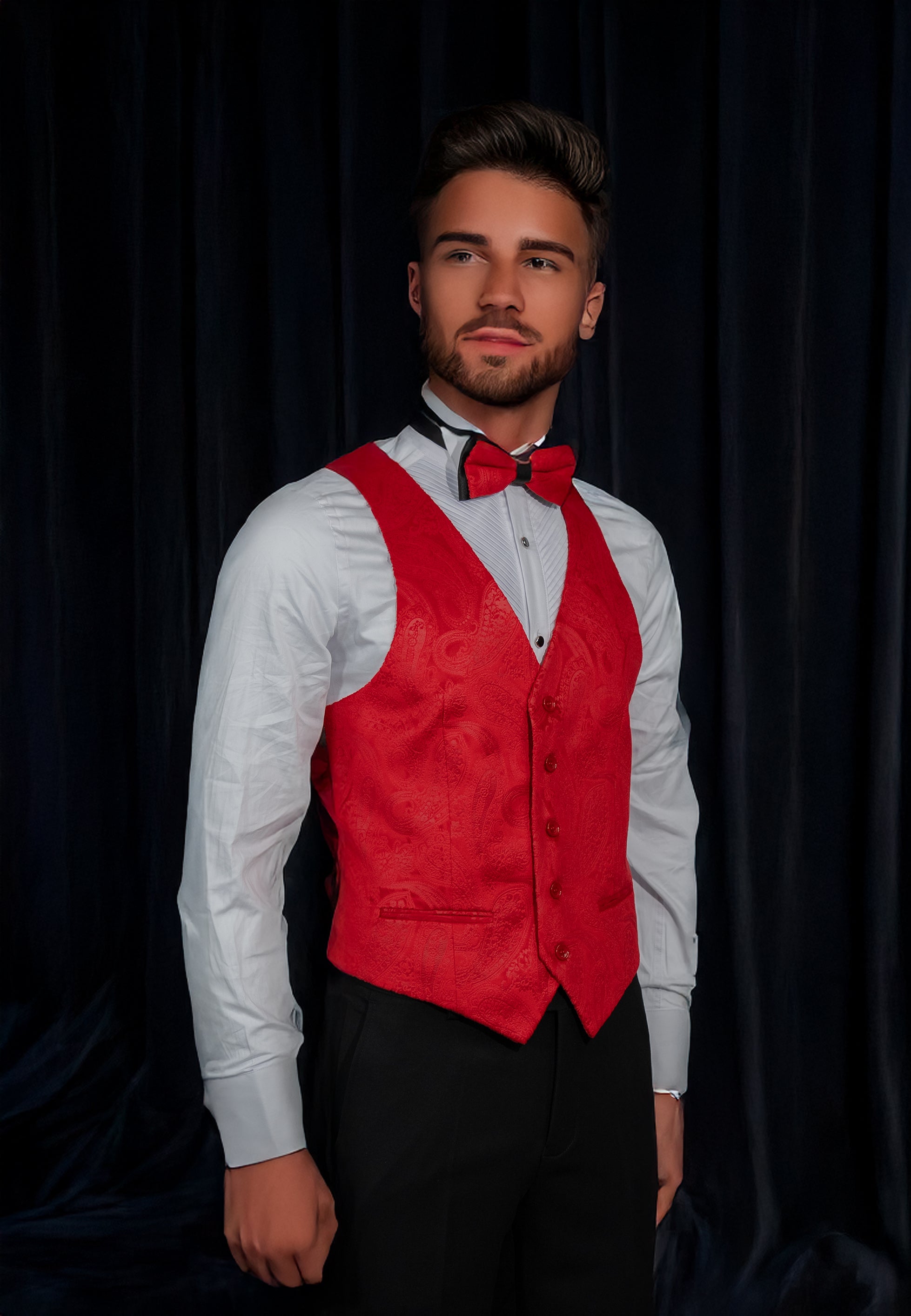Red Velvet Paisley Suit