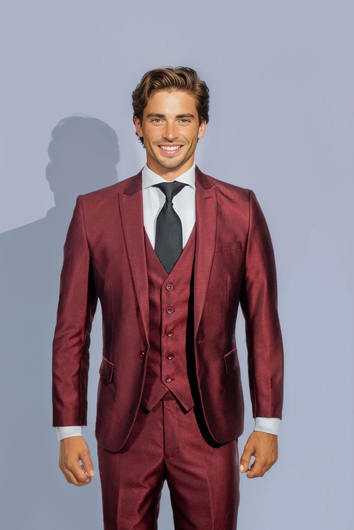 Shark Skin Burgundy Suit