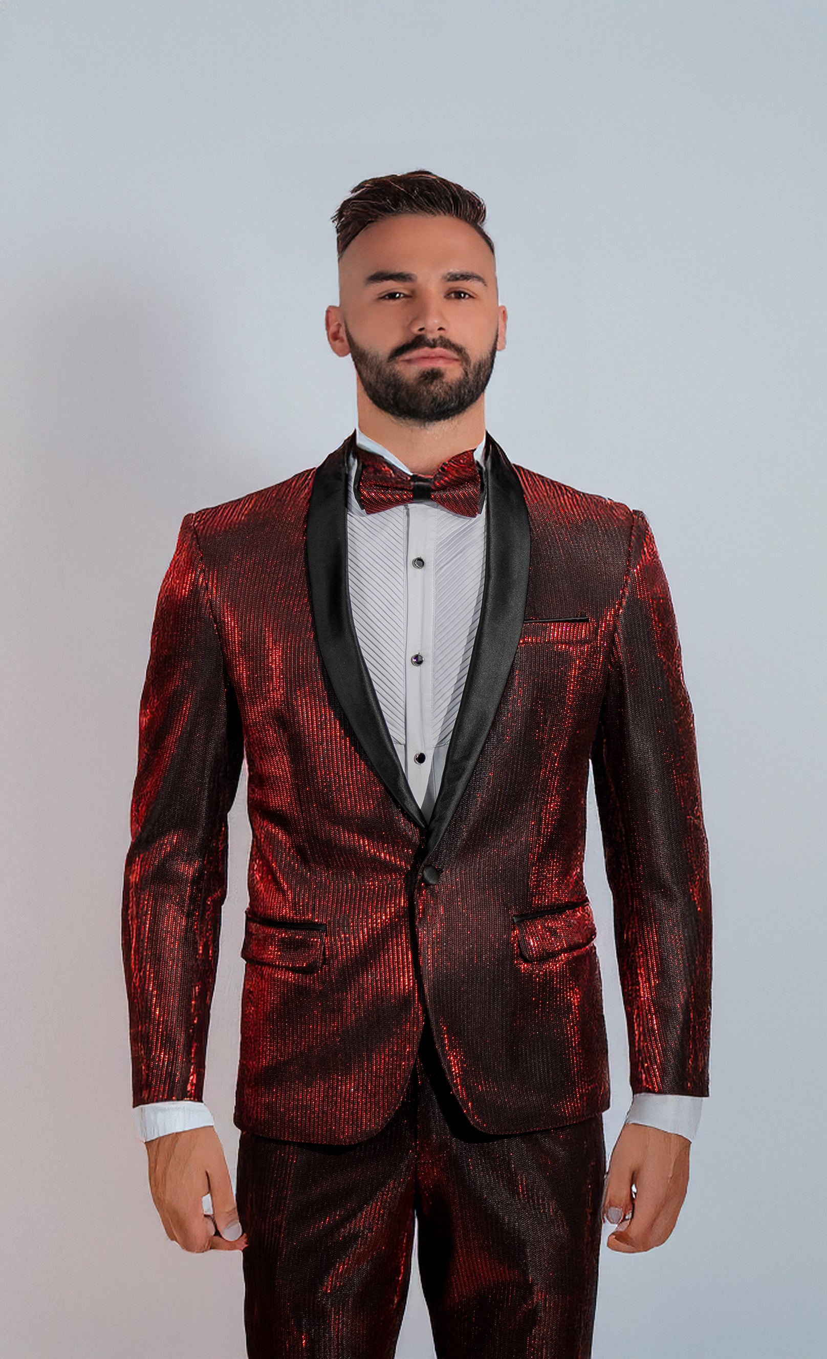 Shawl Lapel Red Shiny Tuxedo