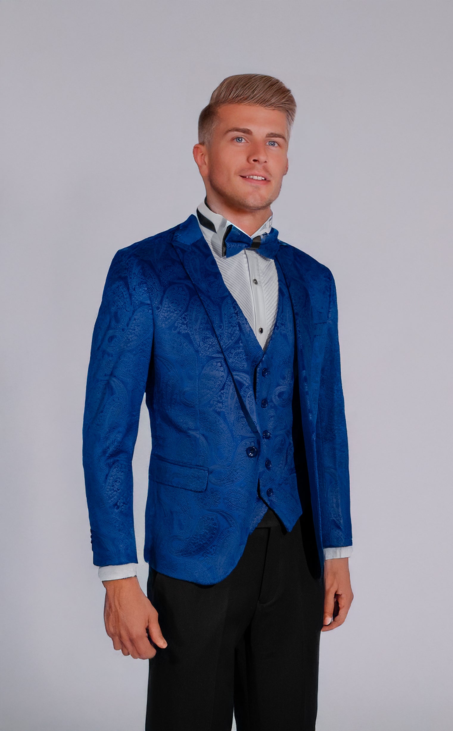 Royal Blue Velvet Paisley Suit