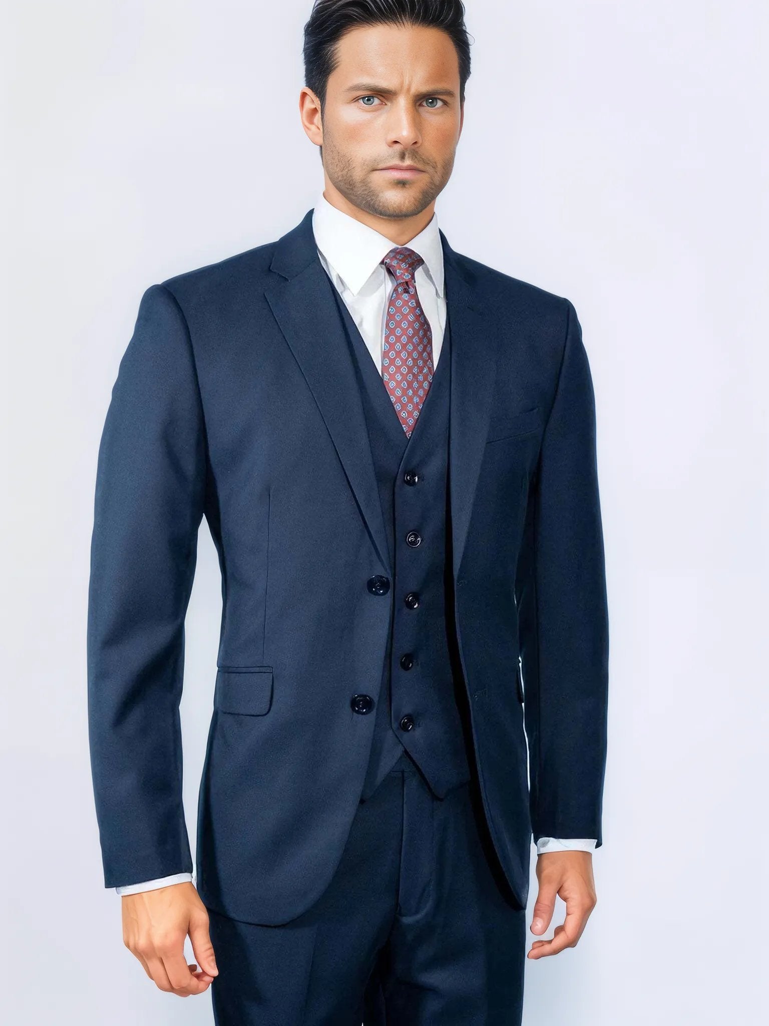 Navy Blue Solid Suit