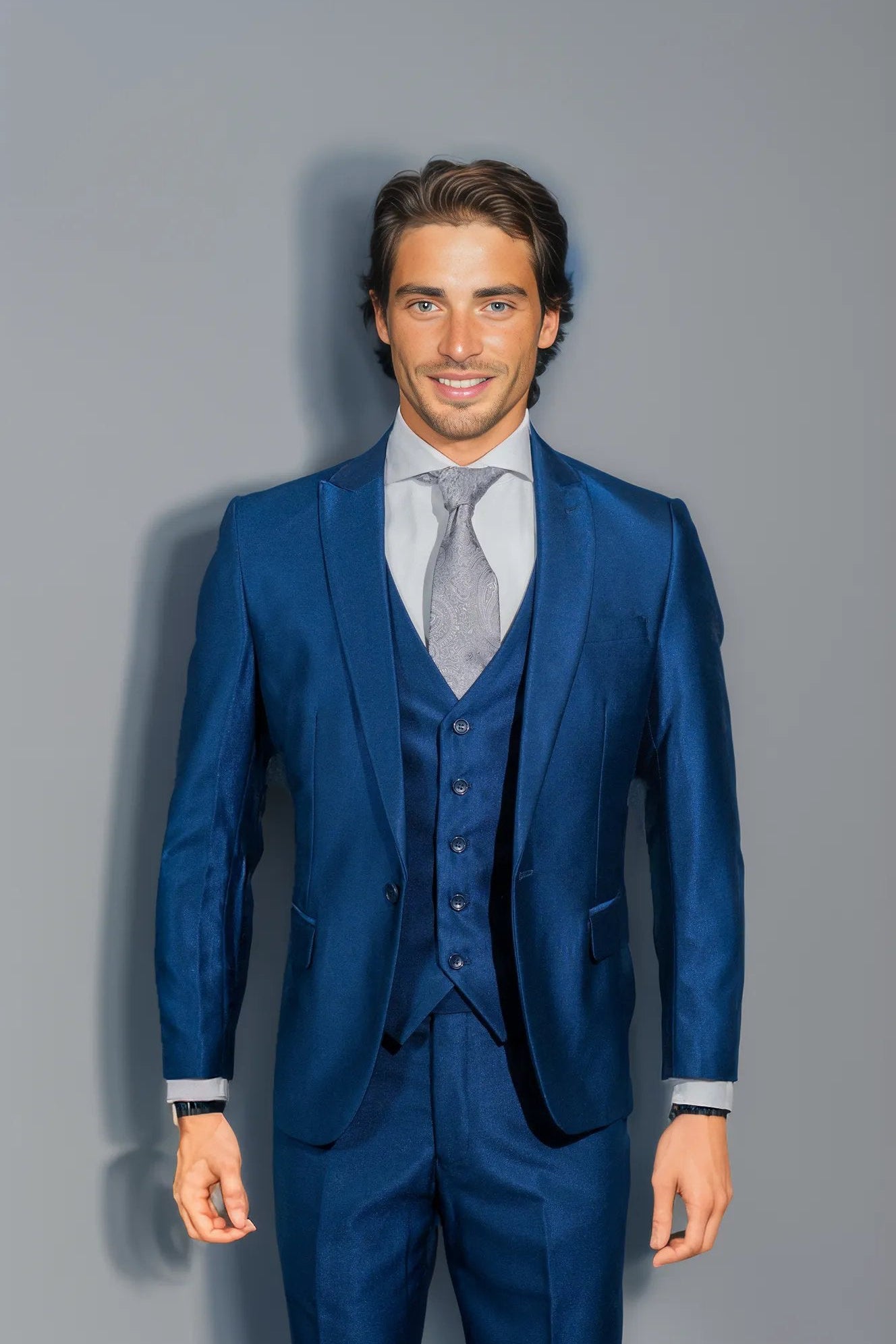Indigo Blue Shark Skin Suit