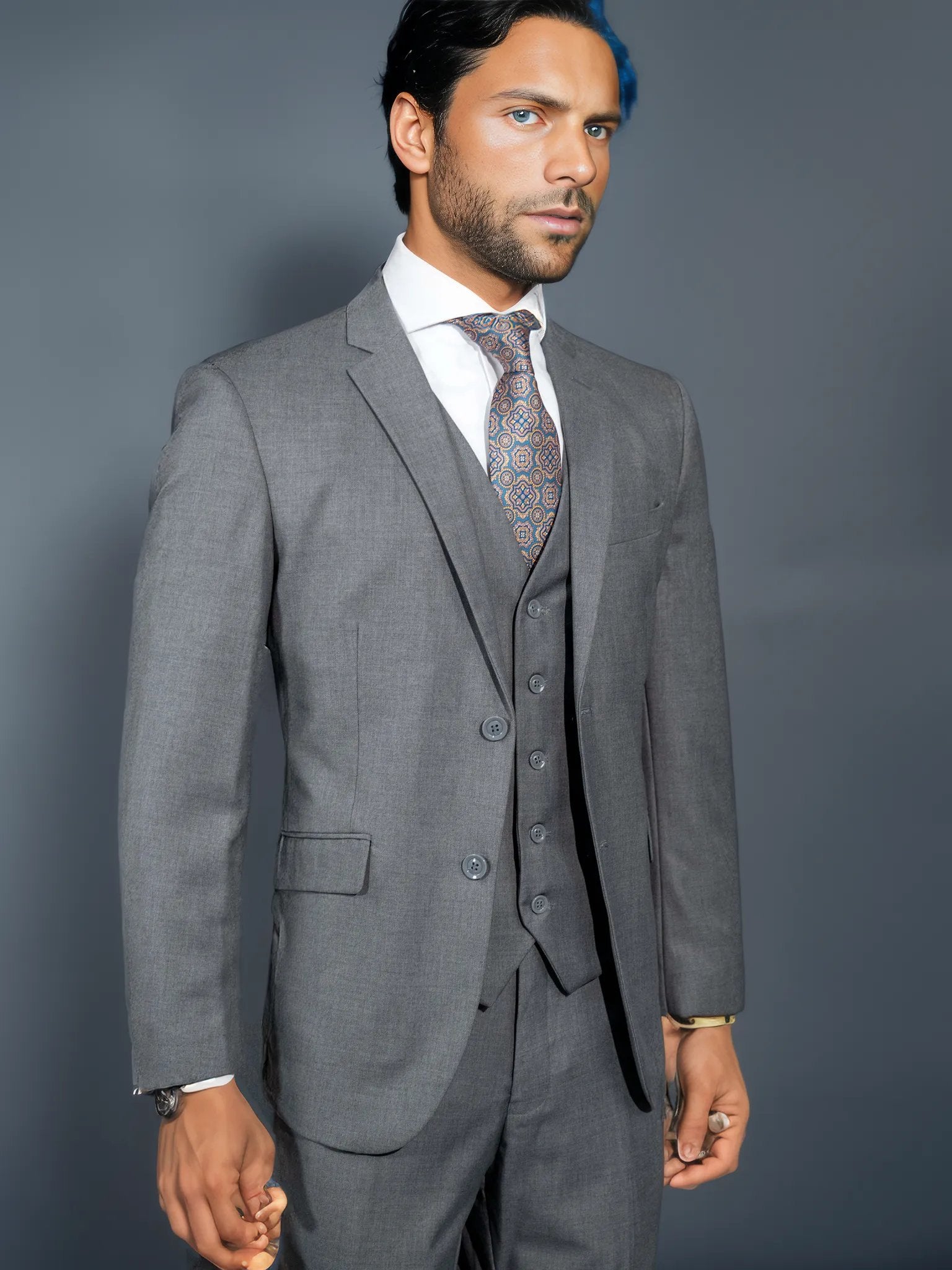 Gray Solid Suit