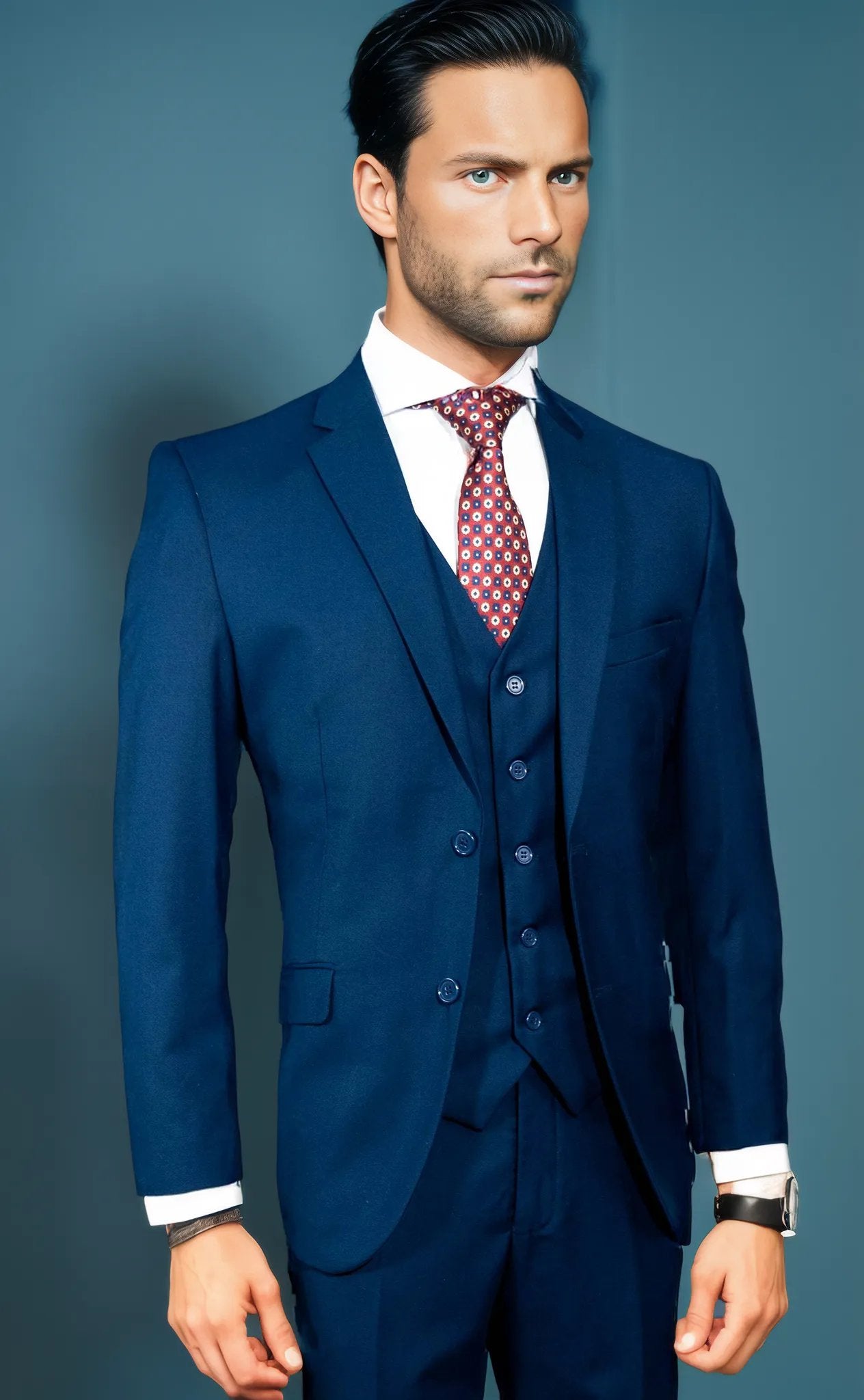 Dark Navy Blue Solid Suit