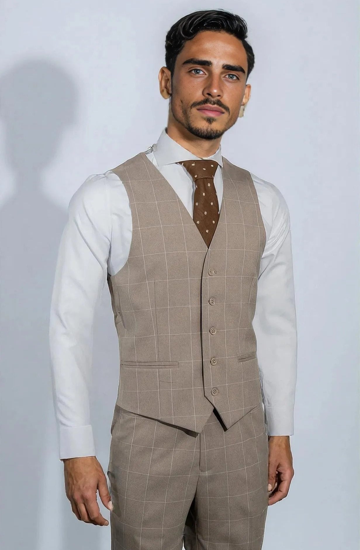 Plaid Beige Suit