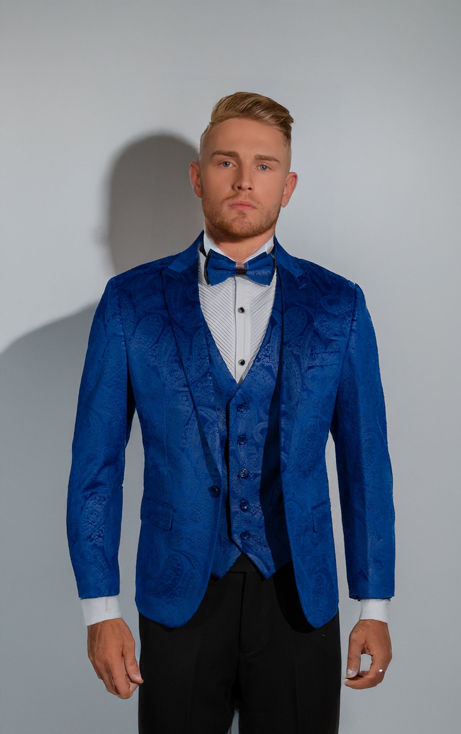 Royal Blue Velvet Paisley Suit