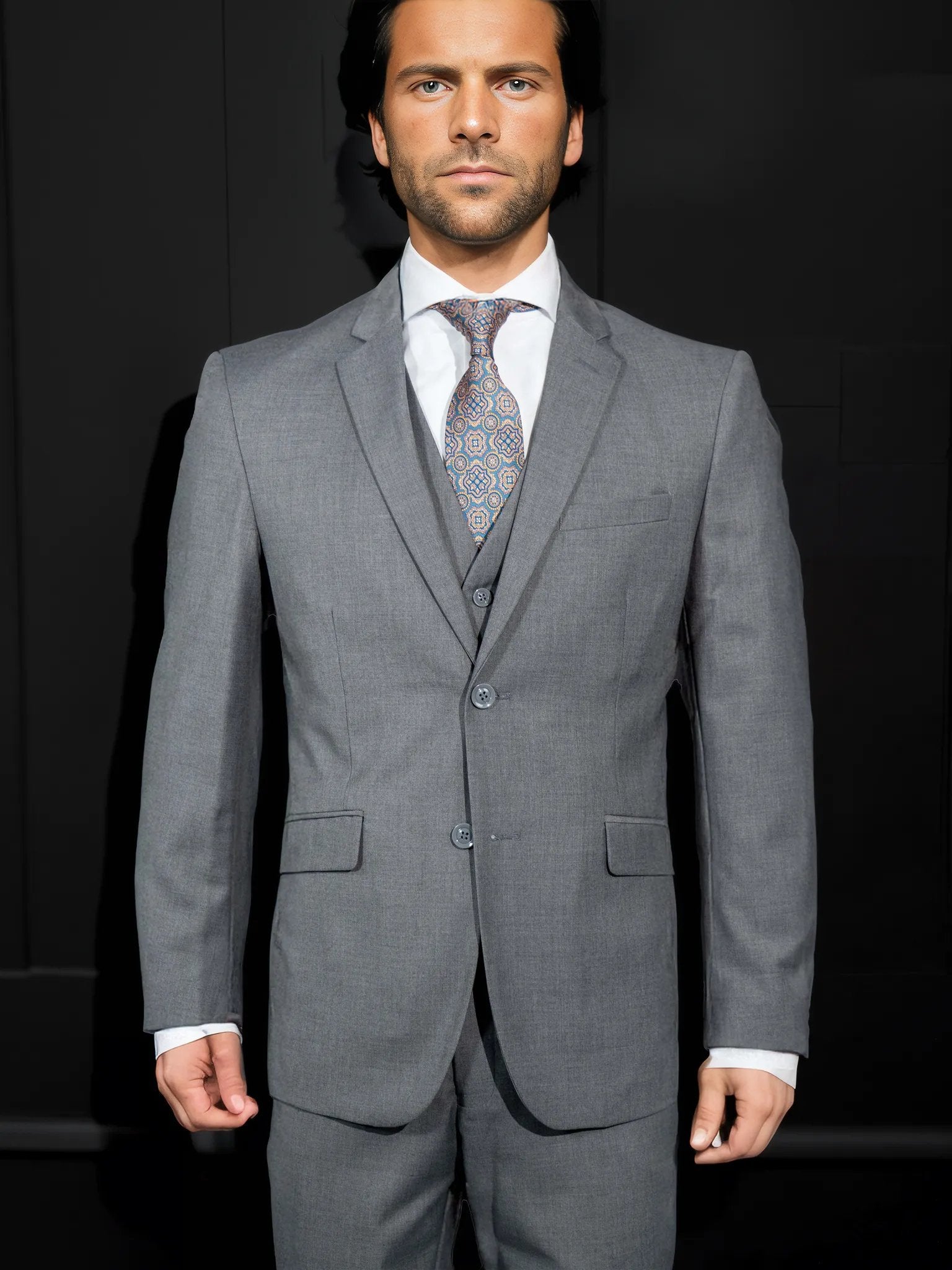 Gray Solid Suit