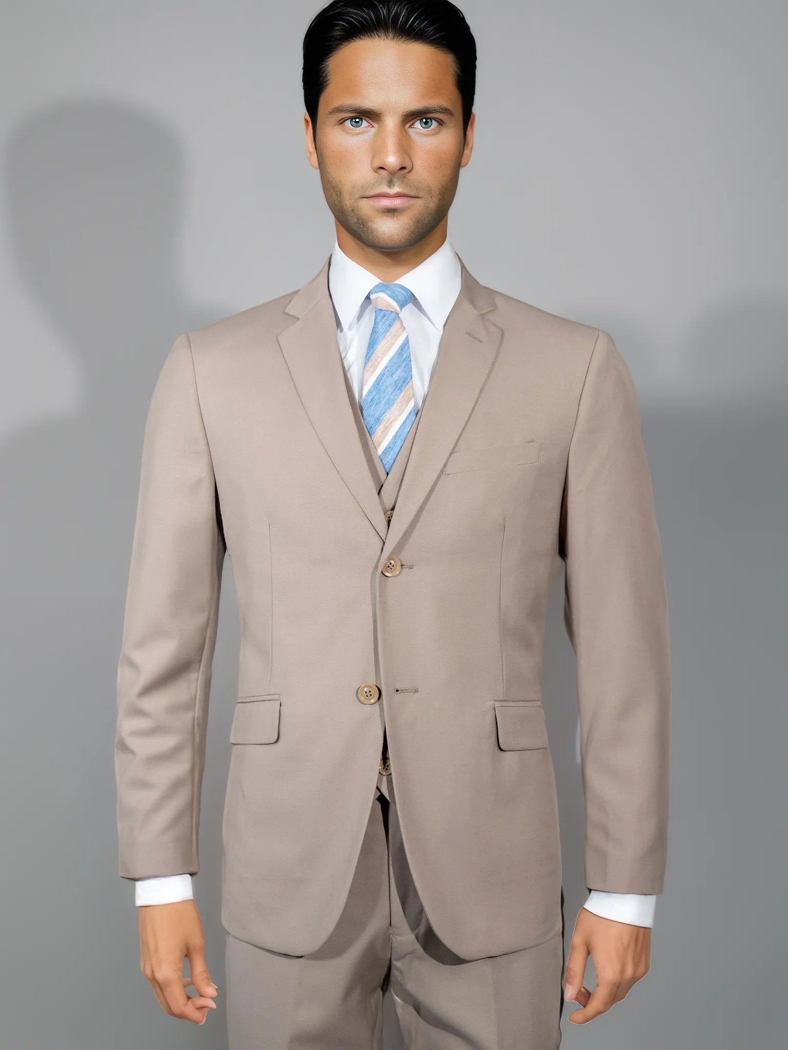 Beige Solid Suit