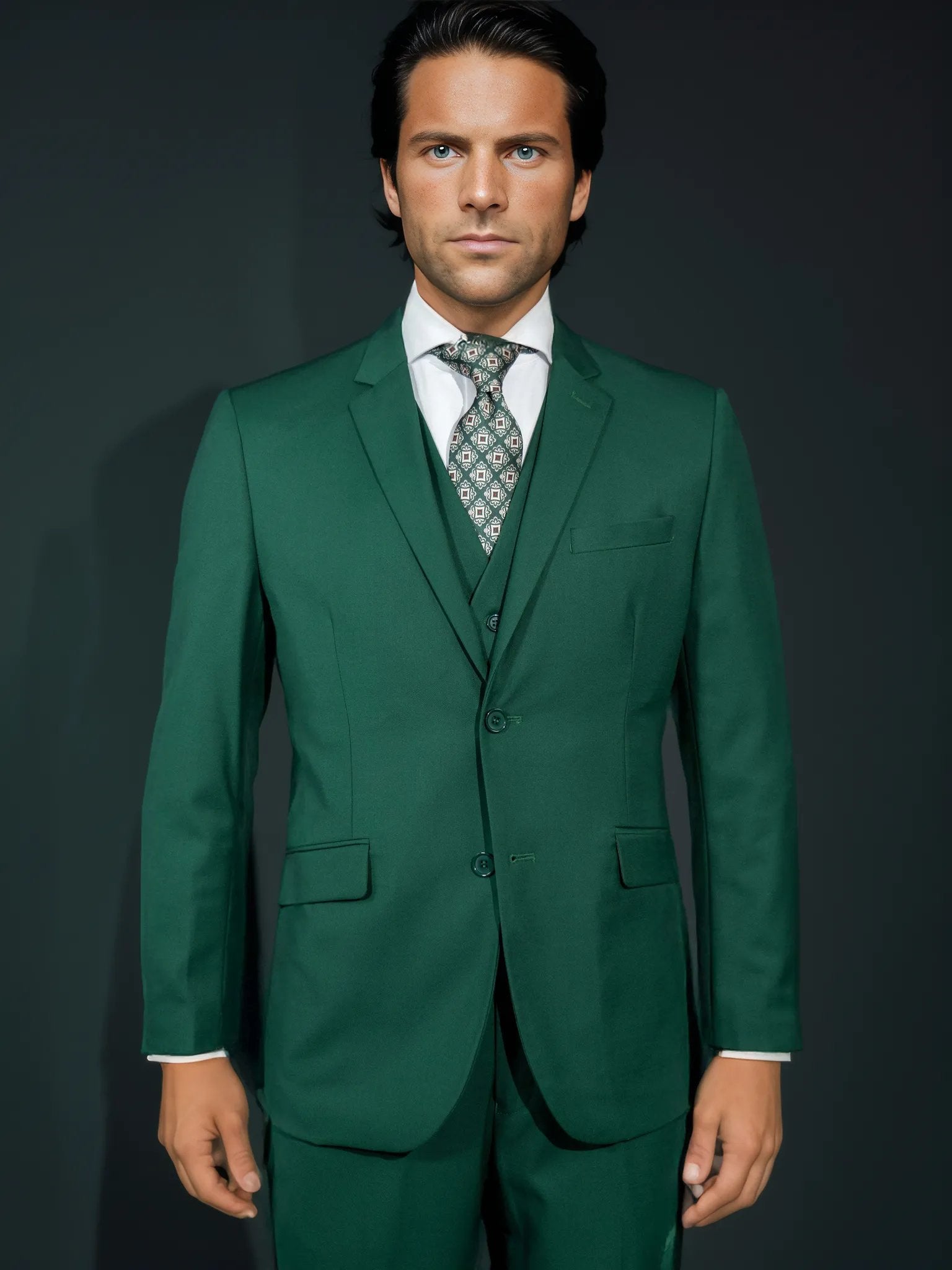 Dark Green Solid Suit