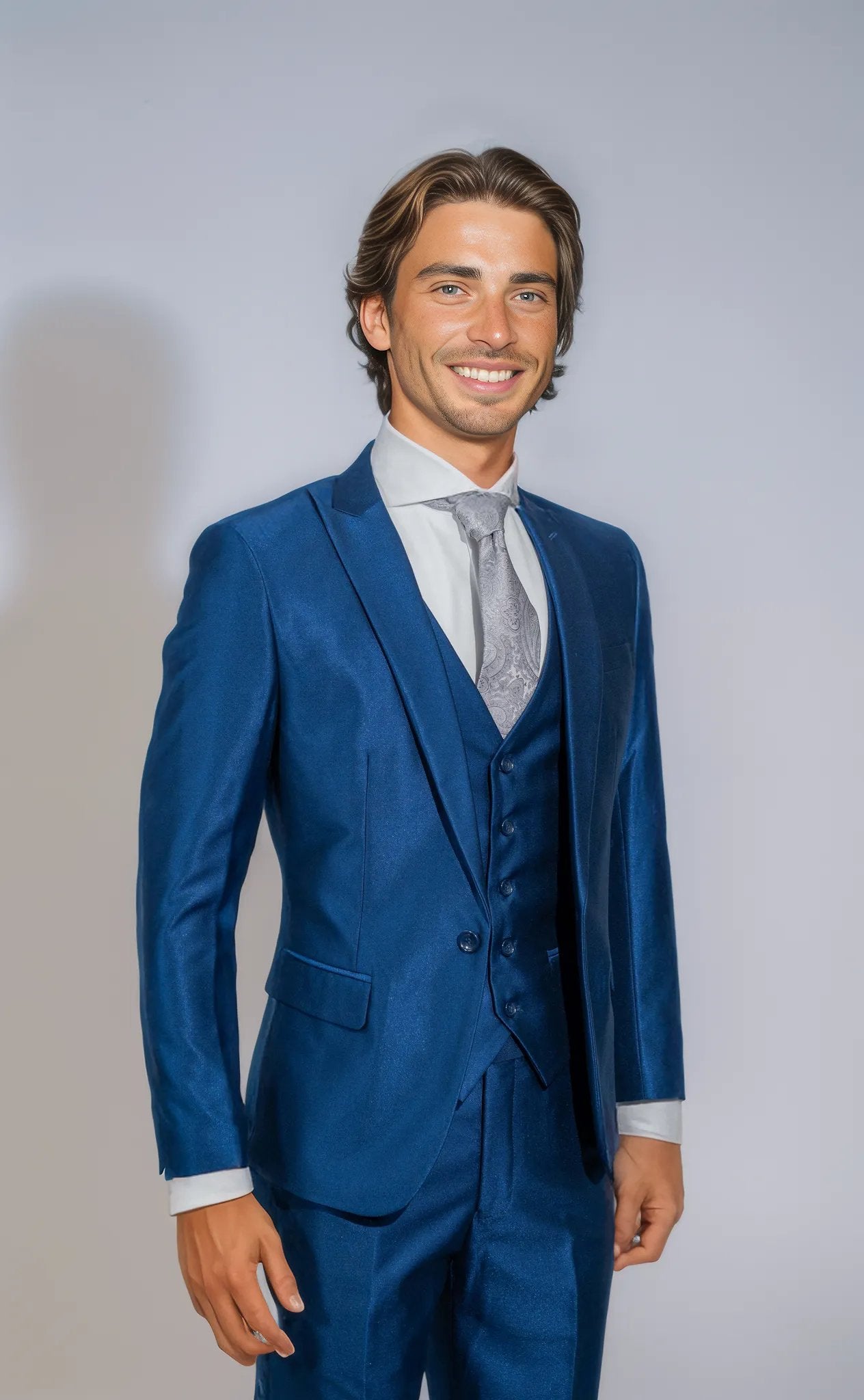 Indigo Blue Shark Skin Suit