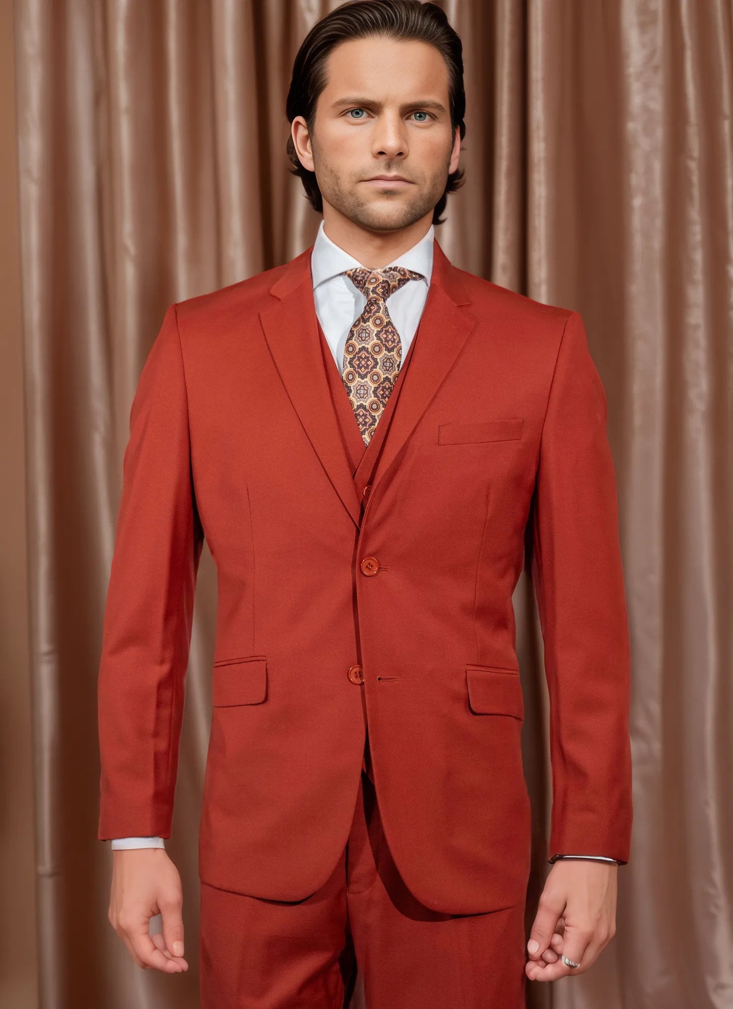 Light Burgundy Solid Suit