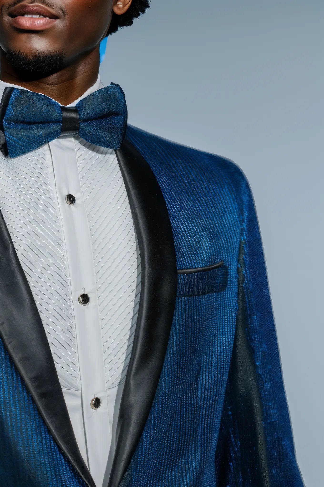 Shawl Lapel Shiny Blue Tuxedo