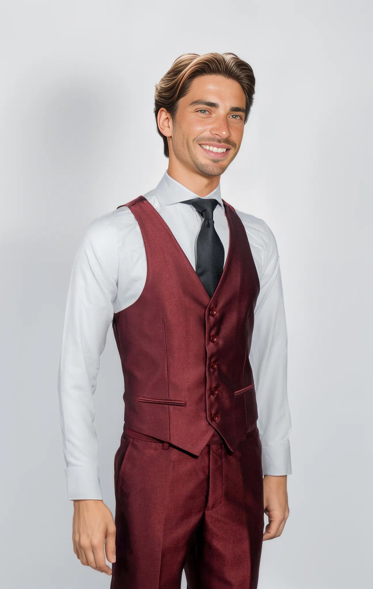 Shark Skin Burgundy Suit