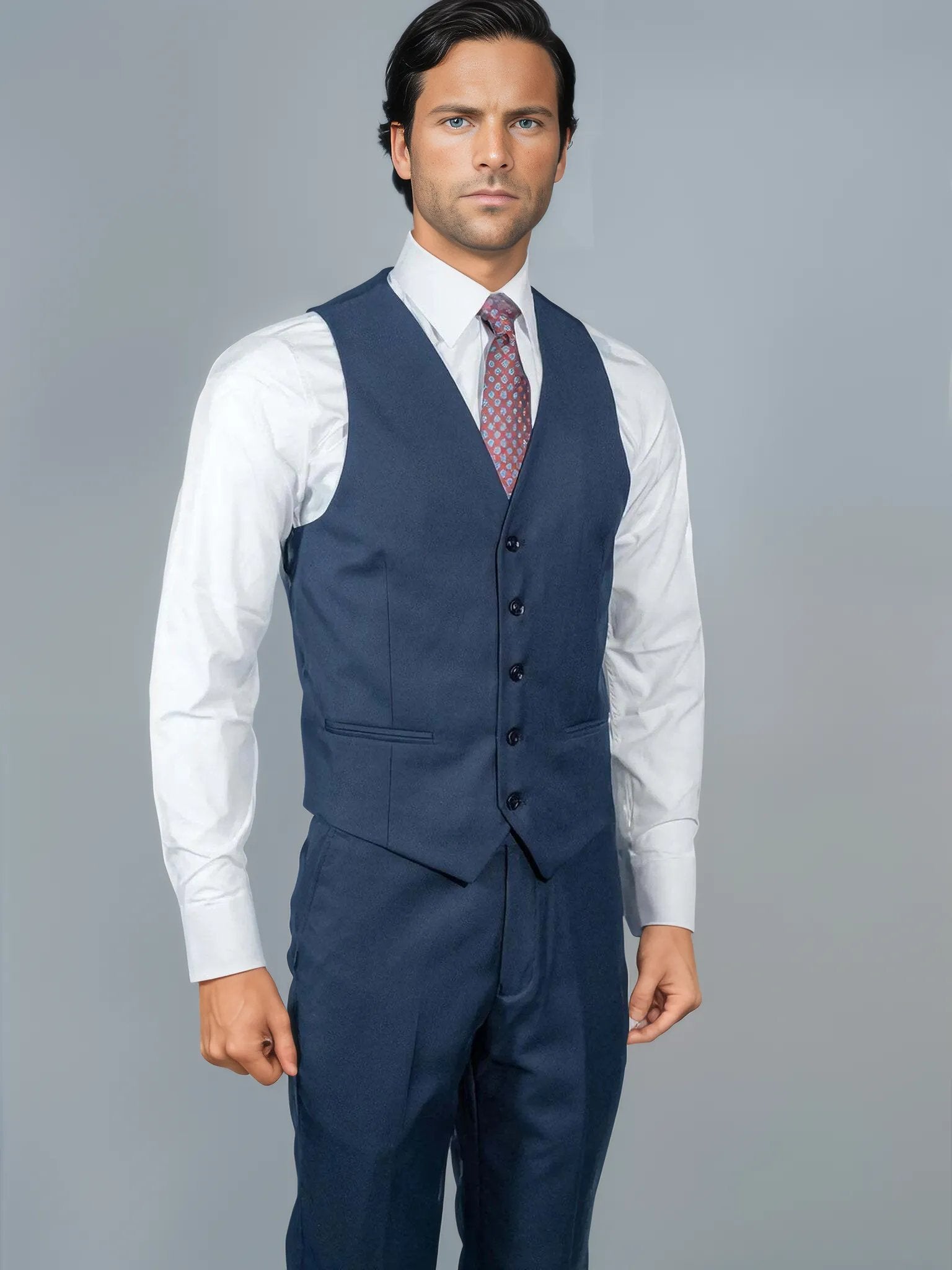 Navy Blue Solid Suit