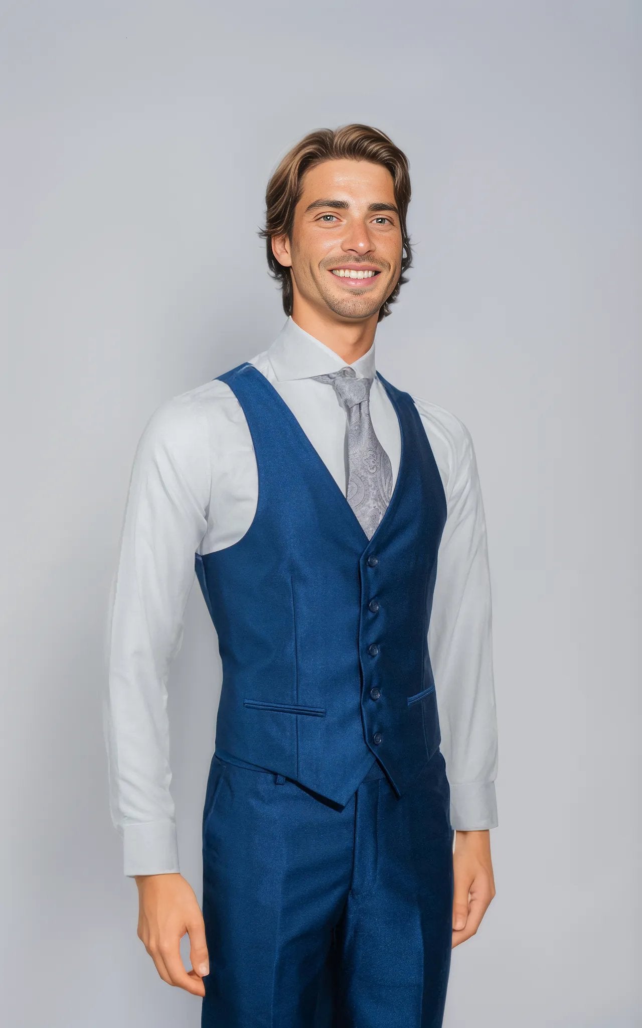 Indigo Blue Shark Skin Suit