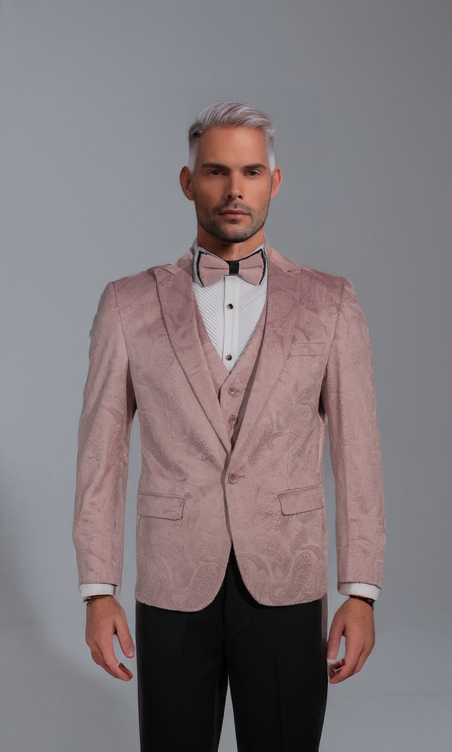 Pink Velvet Paisley Suit