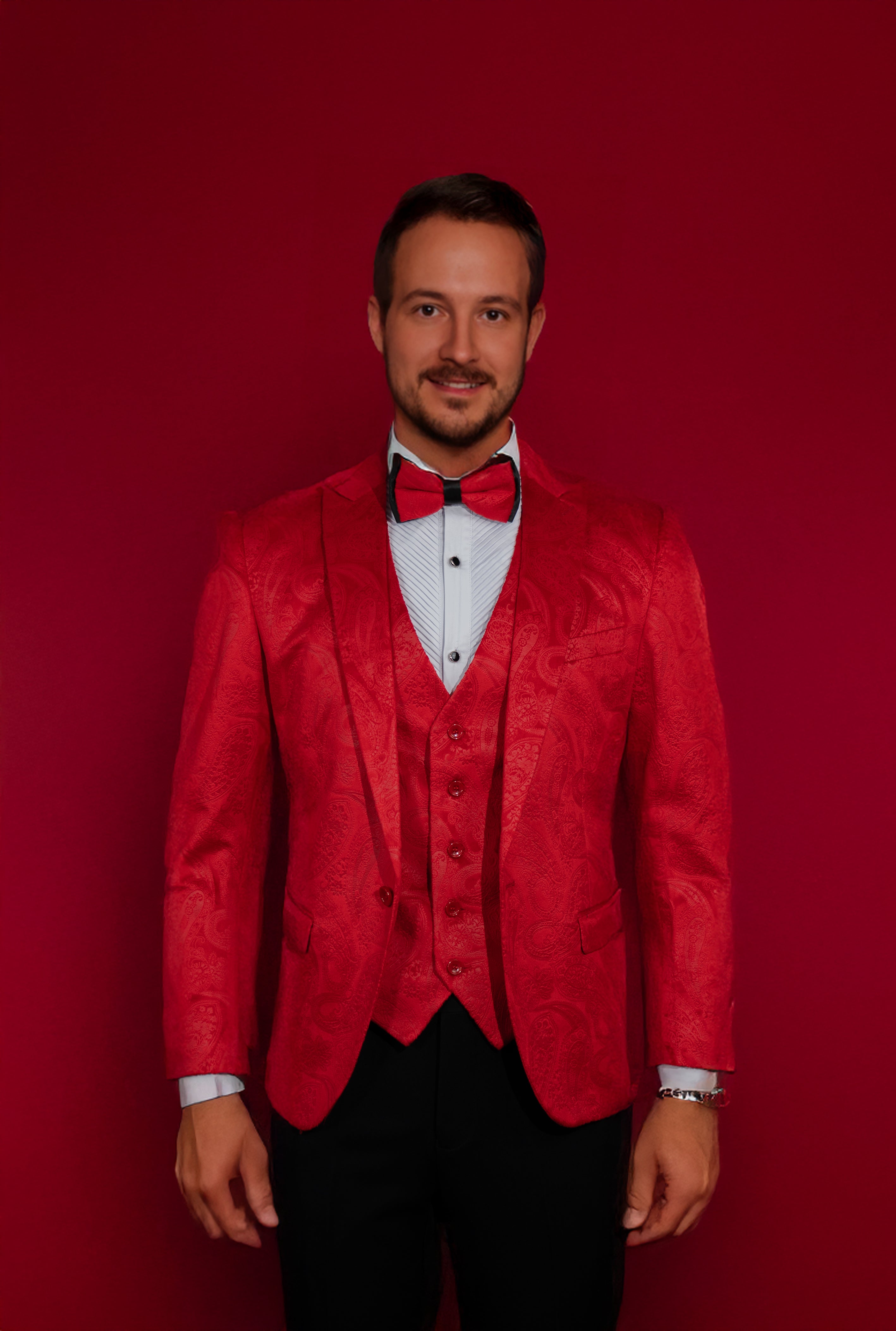 Red Velvet Paisley Suit