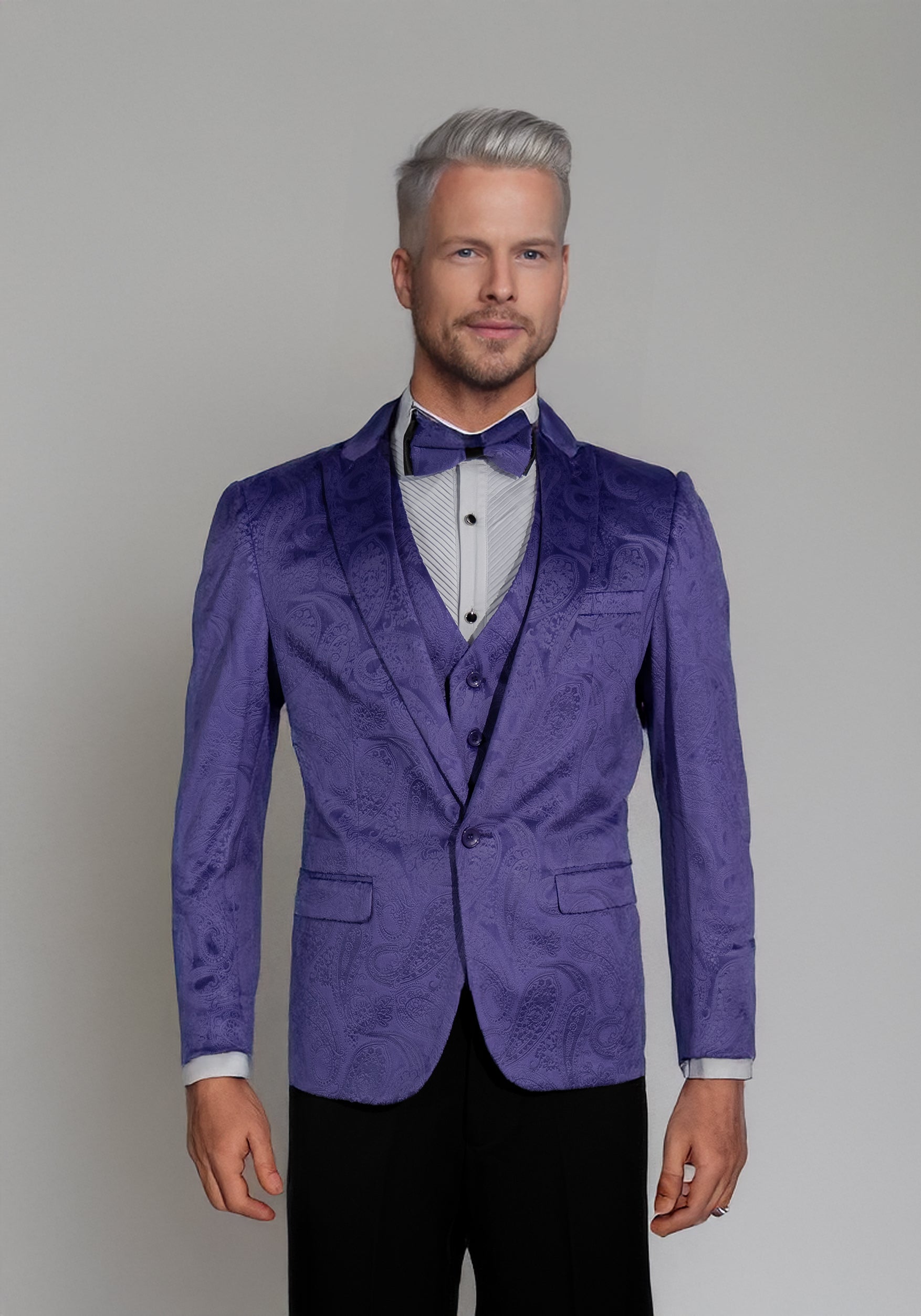 Purple Velvet Paisley Suit