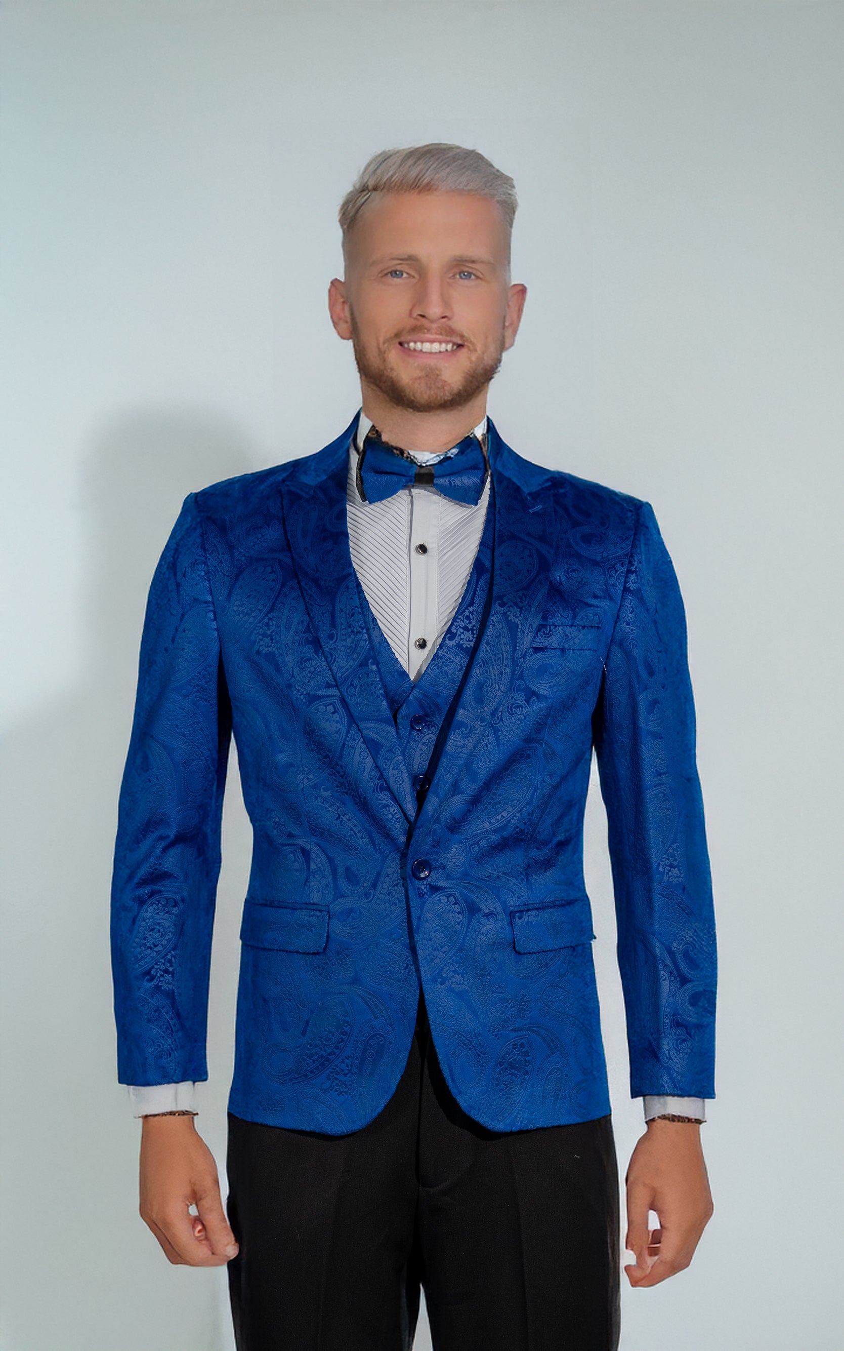 Royal Blue Velvet Paisley Suit