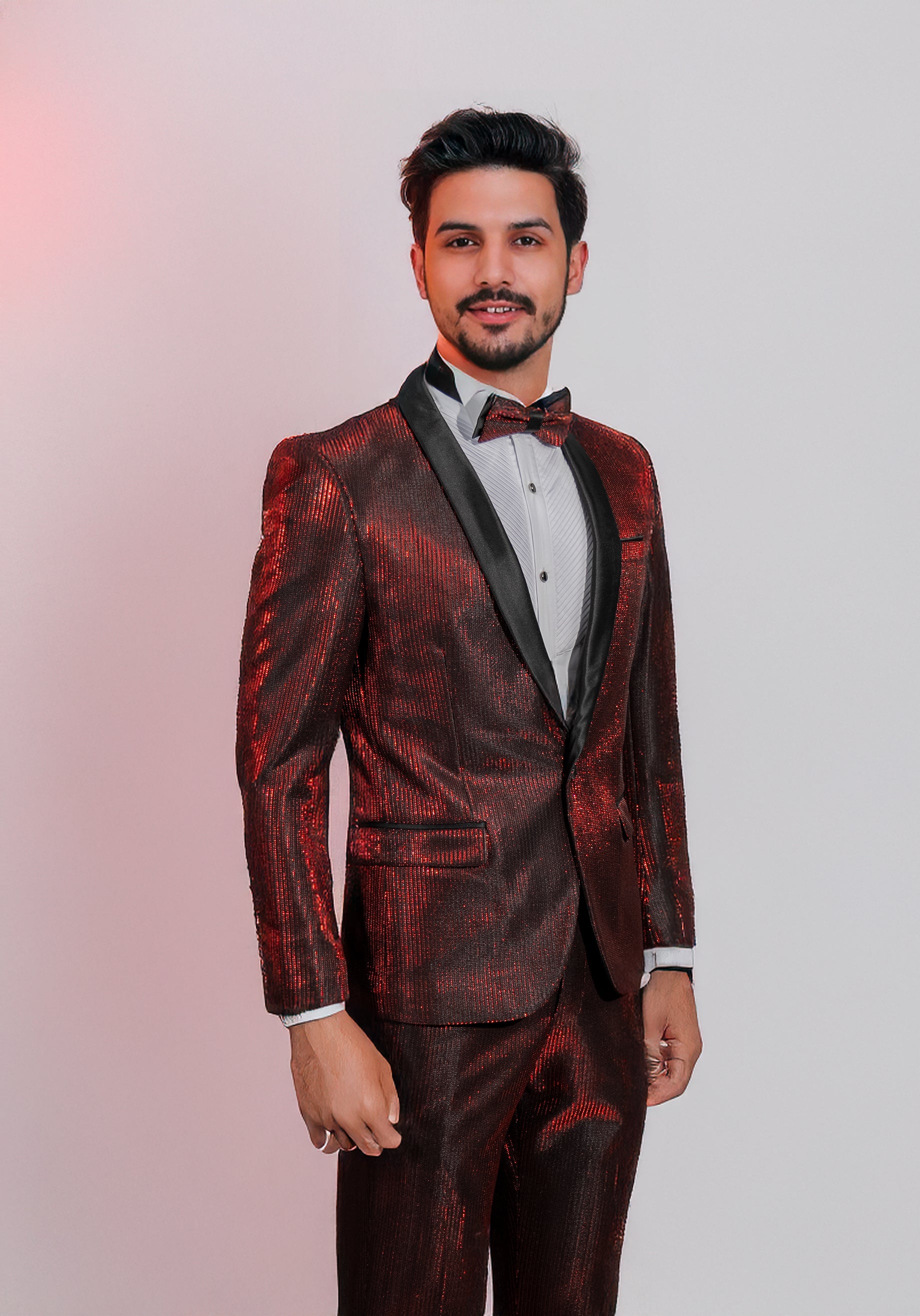 Shawl Lapel Red Shiny Tuxedo