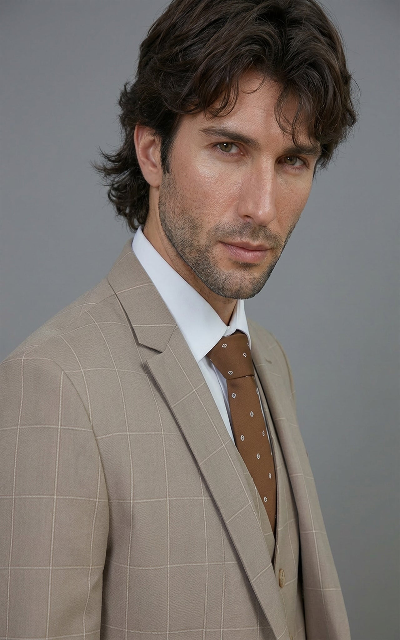 Plaid Beige Suit
