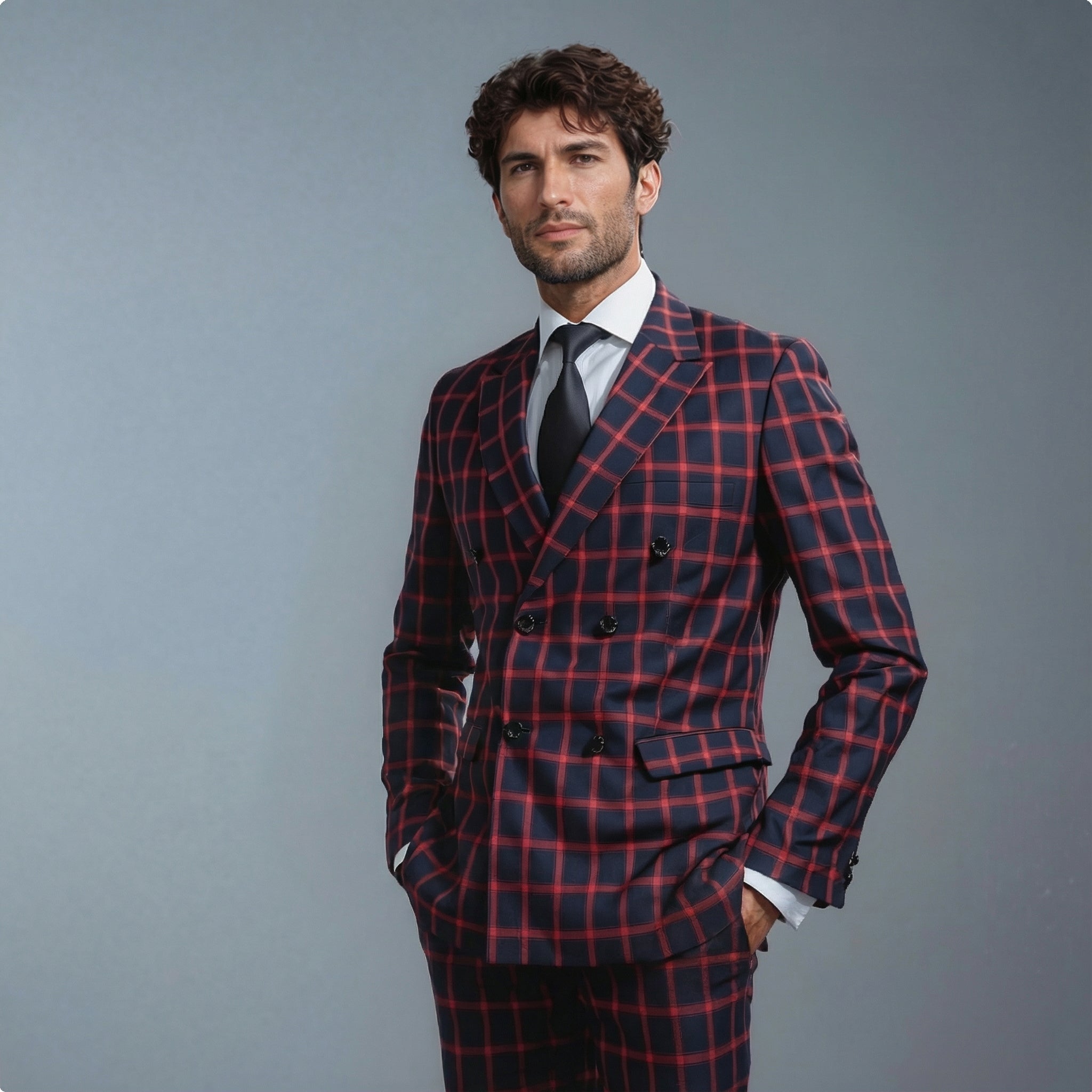 Black Plaid - Red Checkered Suit