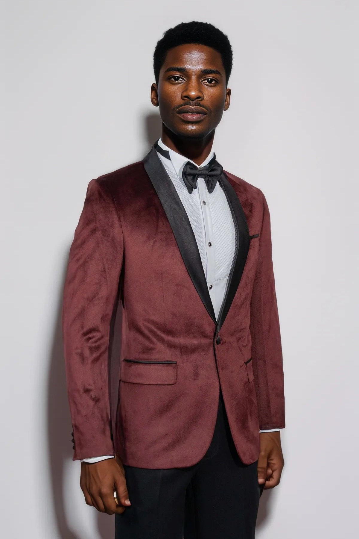Shawl Lapel Burgundy Velvet Tuxedo
