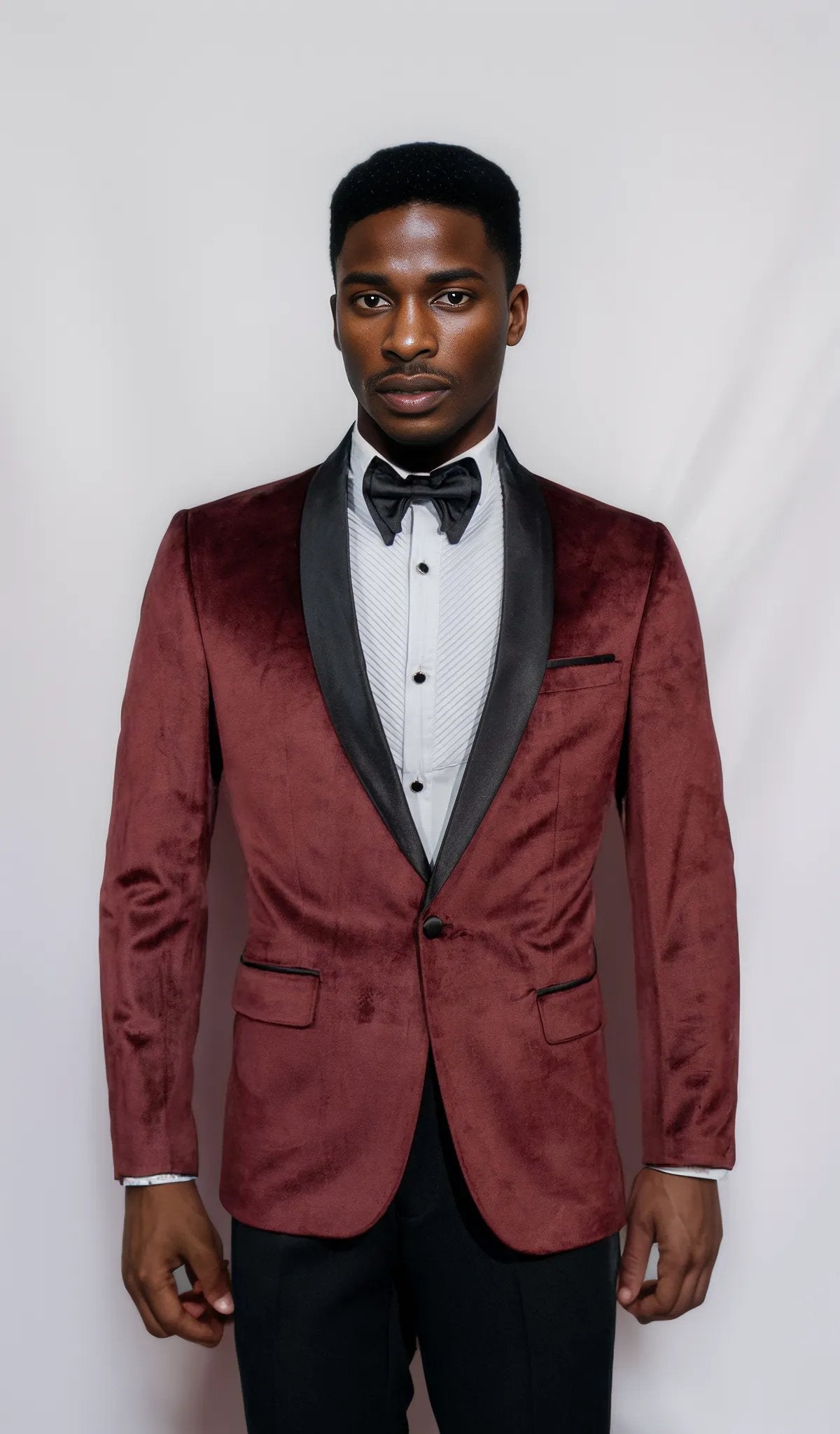 Shawl Lapel Burgundy Velvet Tuxedo