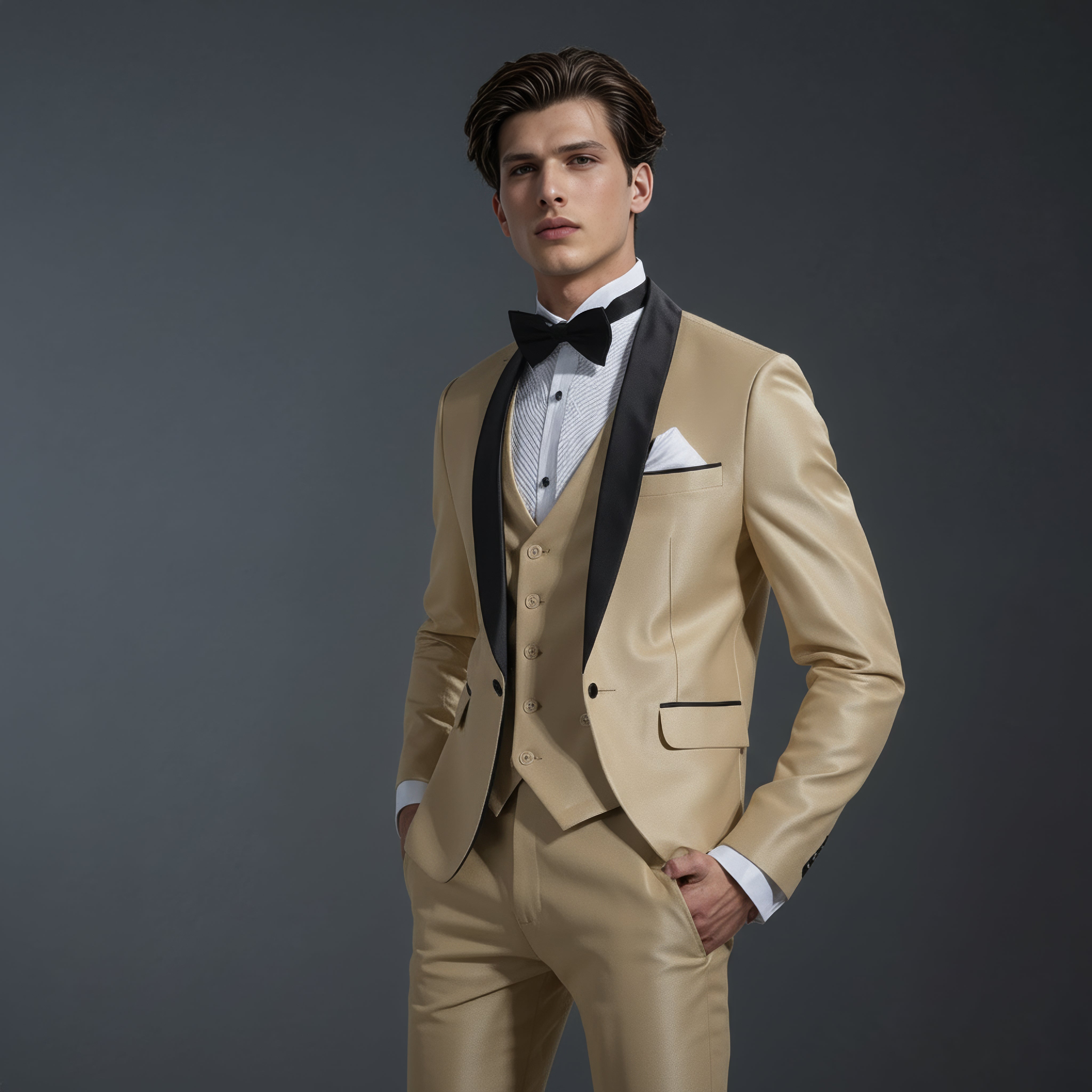 Shawl Lapel Champagne Solid Tuxedo