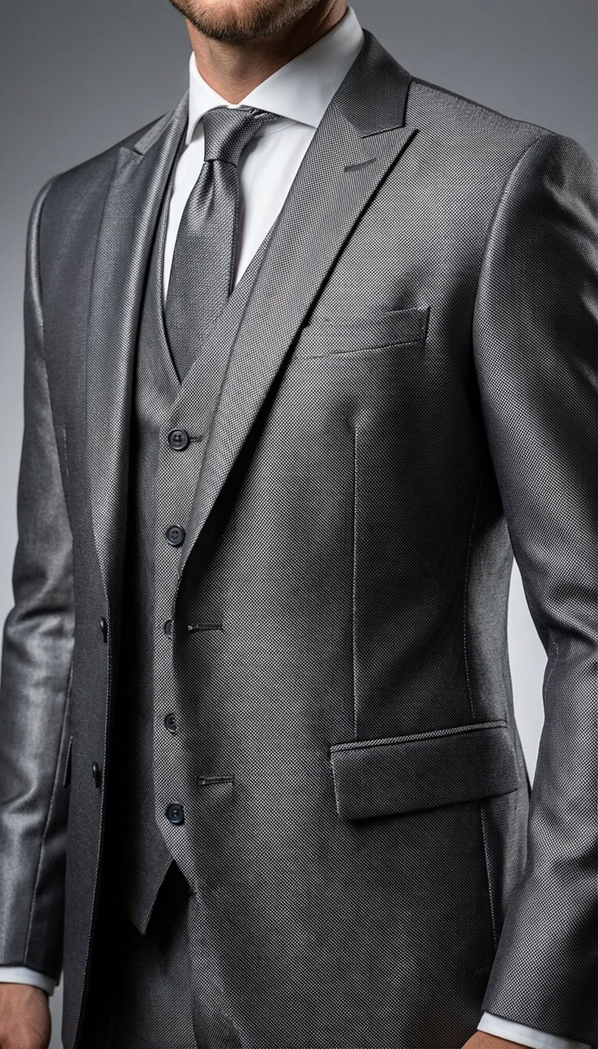 Shark Skin Charcoal Grey Suit