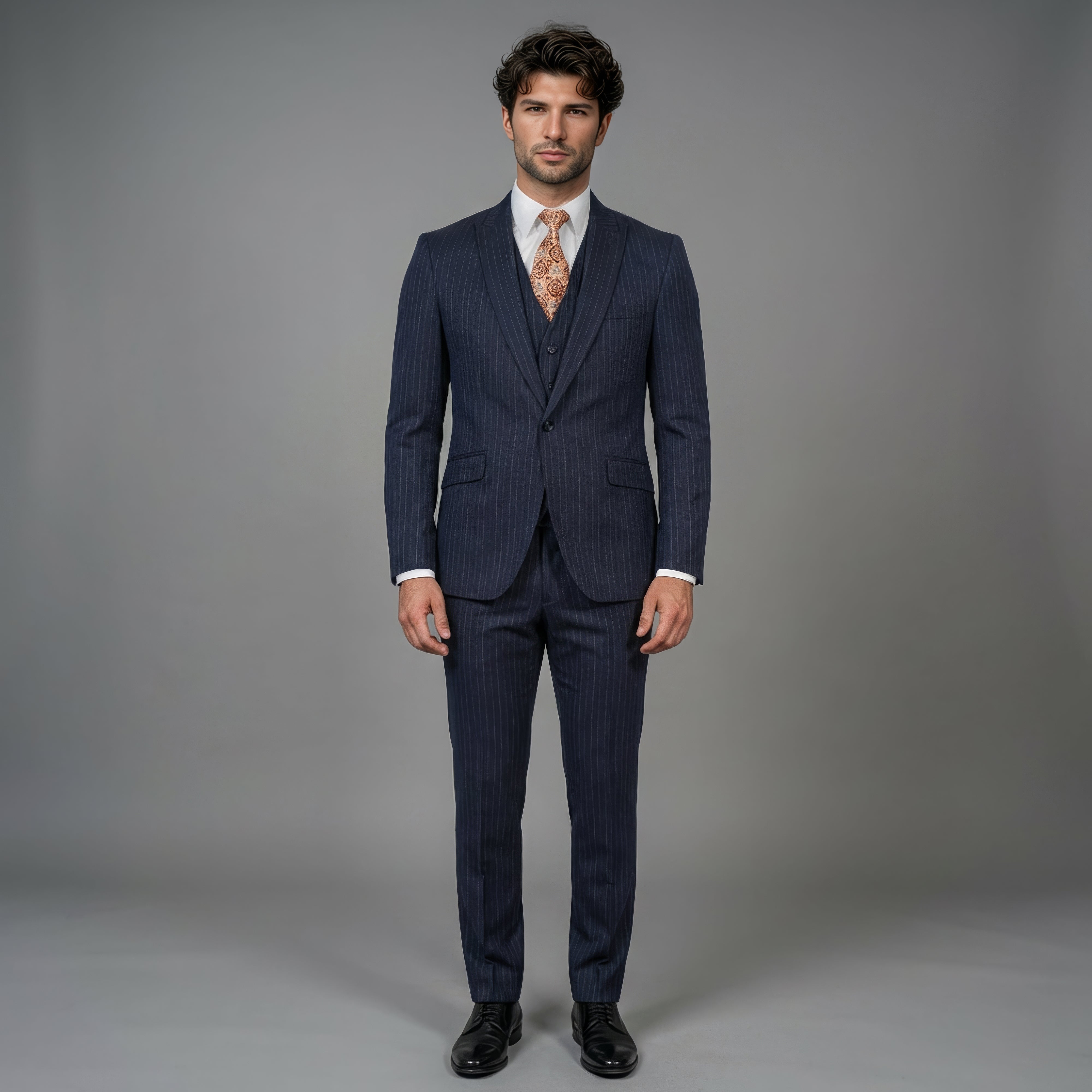 Navy Blue Pinstripe Suit