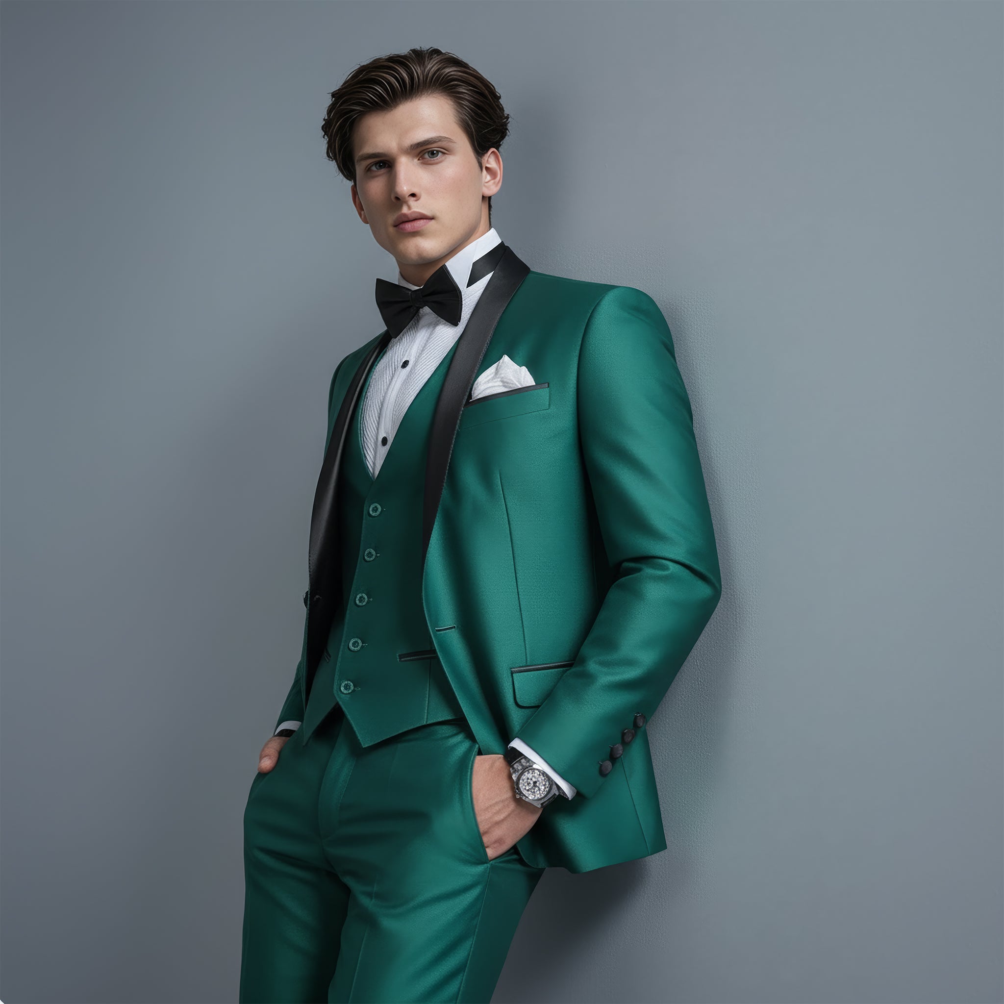 Shawl Lapel Dark Green Solid Tuxedo
