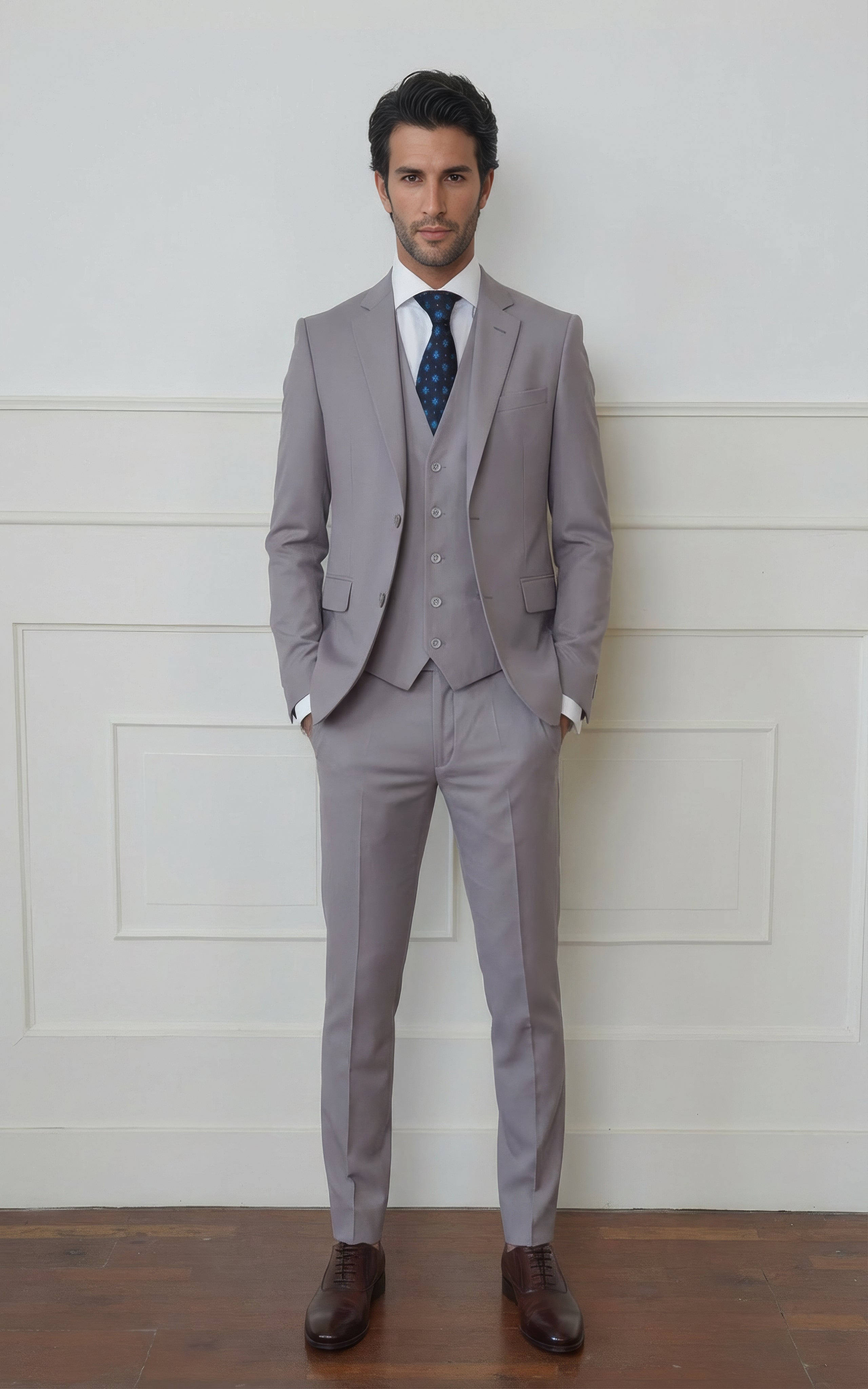 Gray Solid Suit