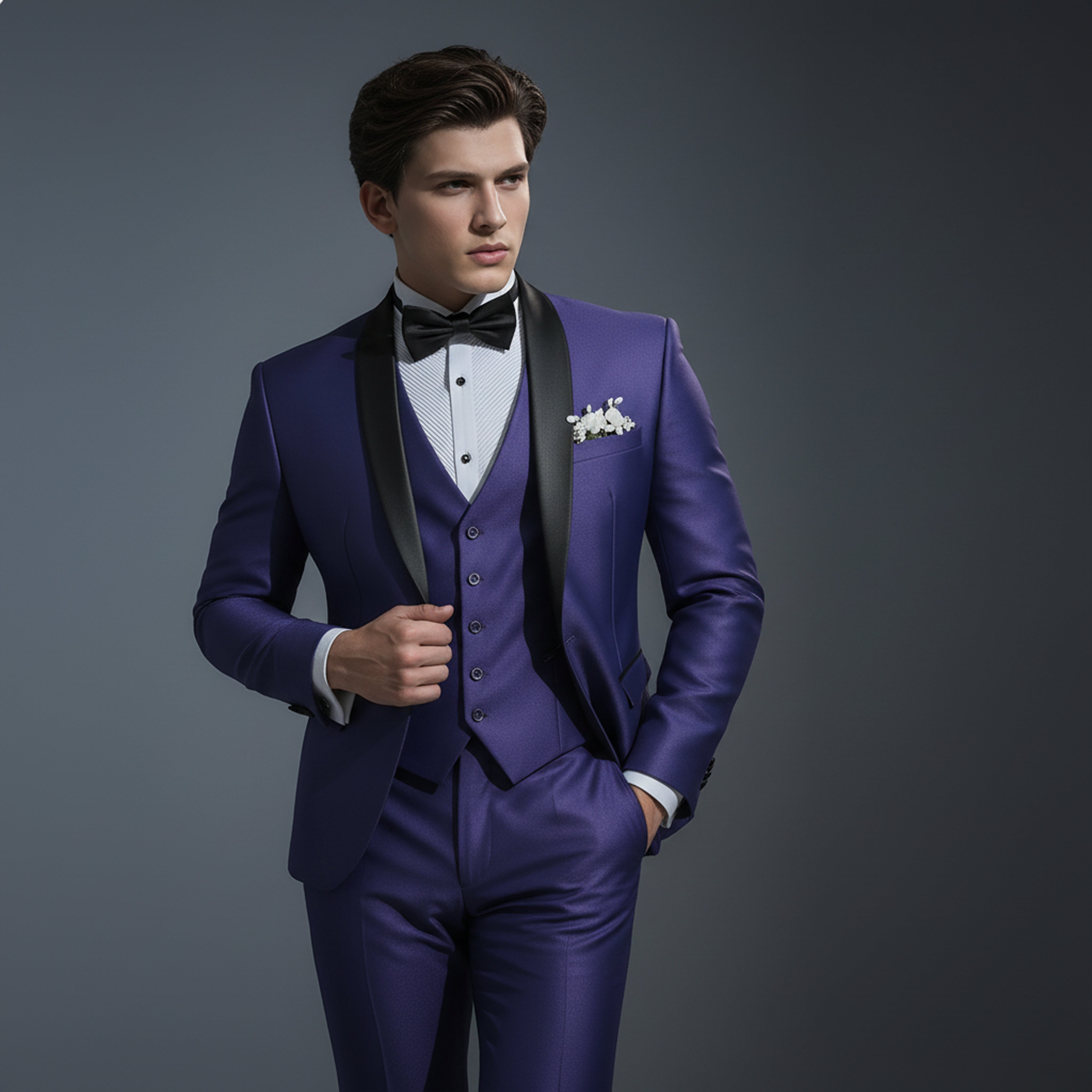 Shawl Lapel Purple Solid Tuxedo