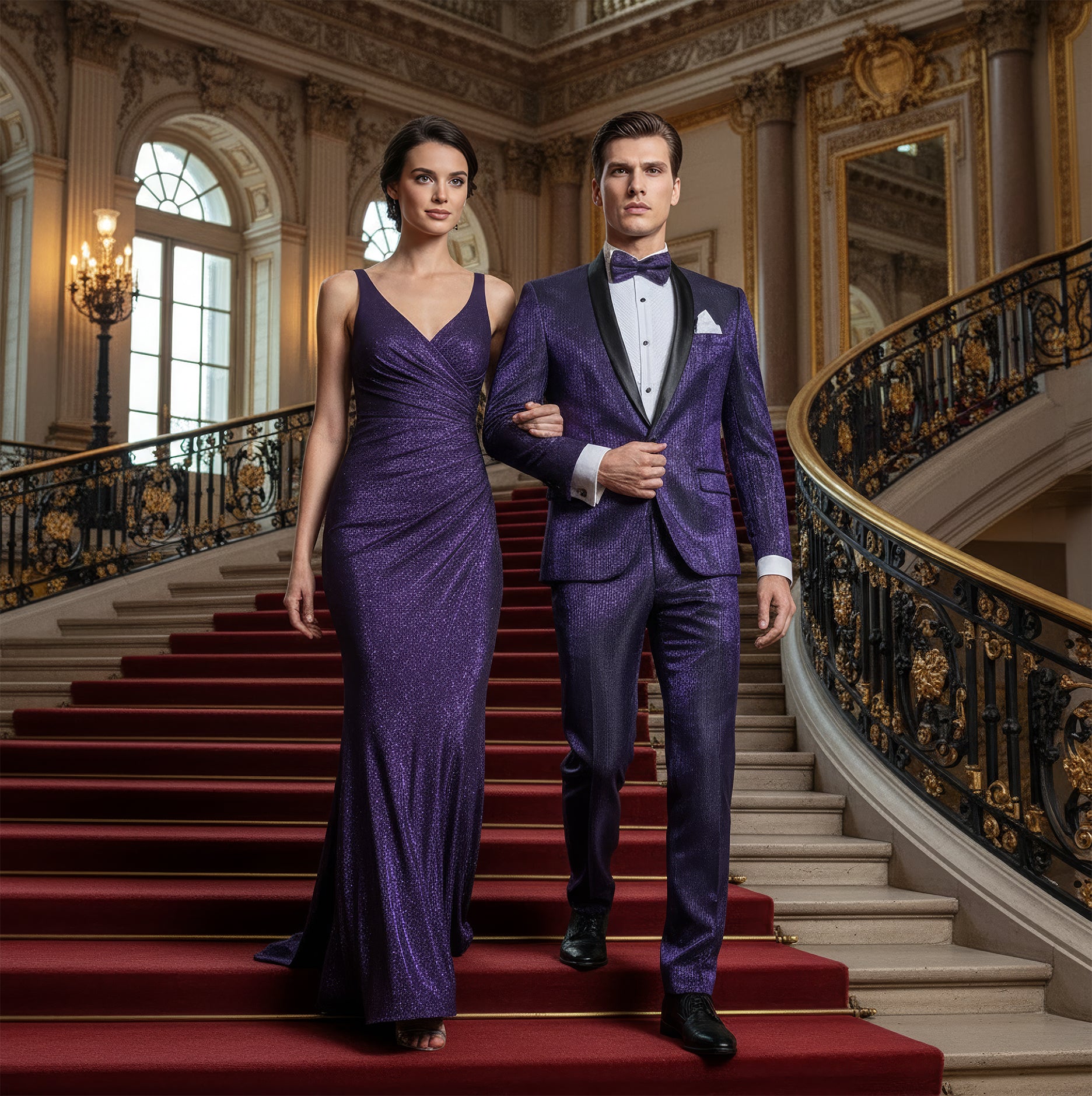 Shawl Lapel Purple Shiny Tuxedo