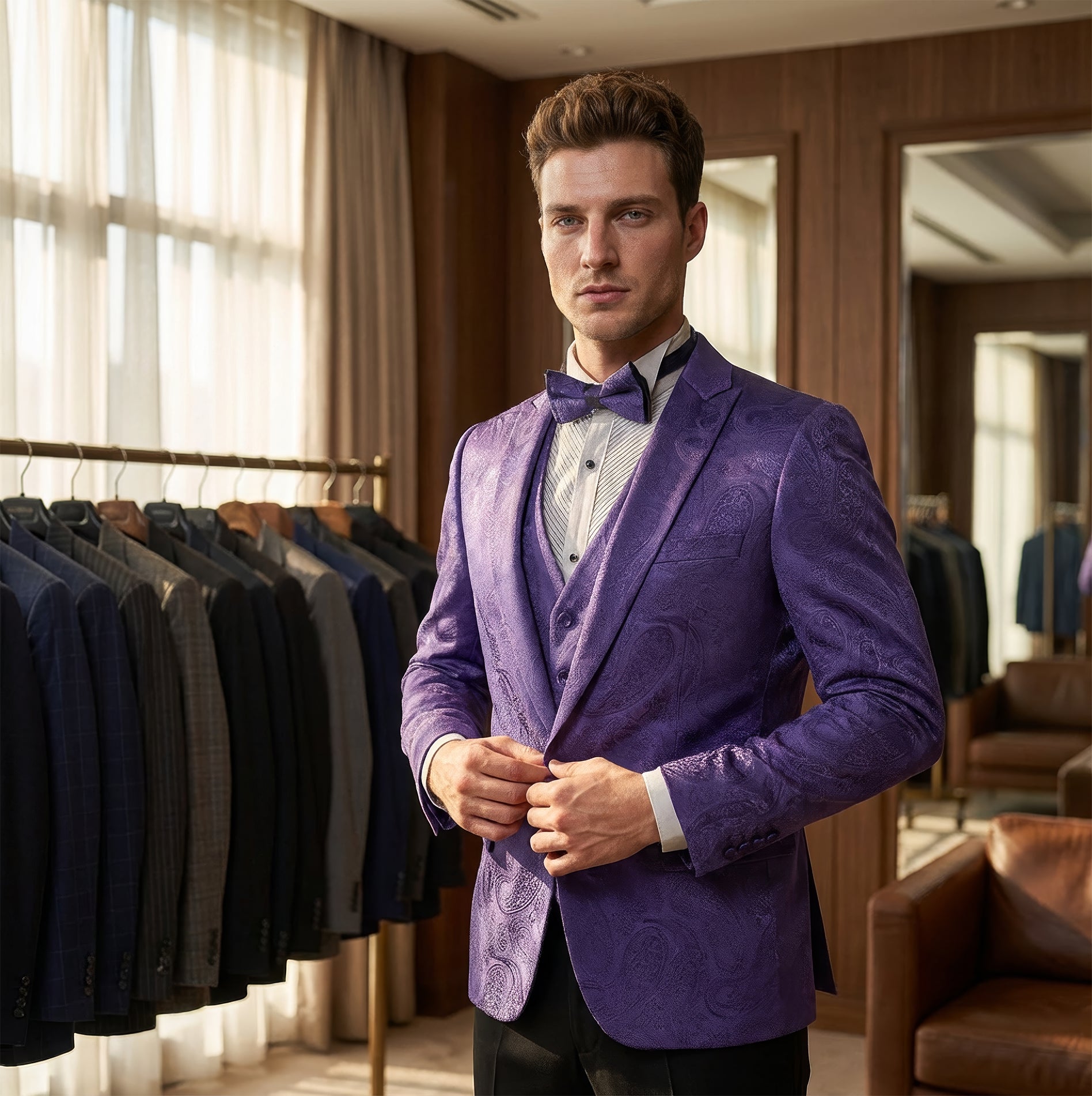 Purple Velvet Paisley Suit