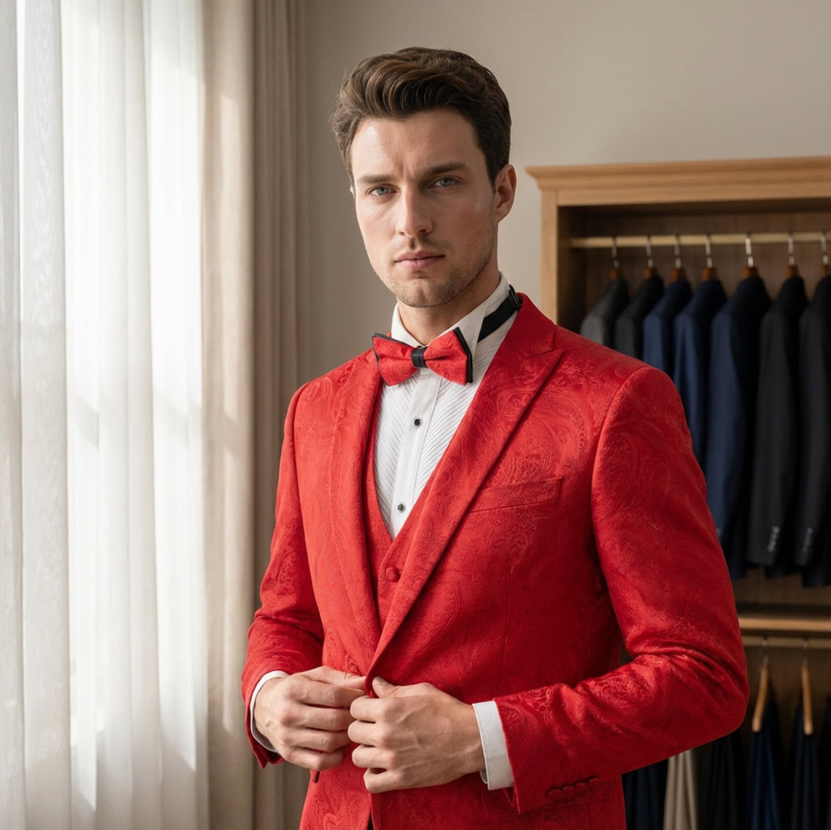 Red Velvet Paisley Suit