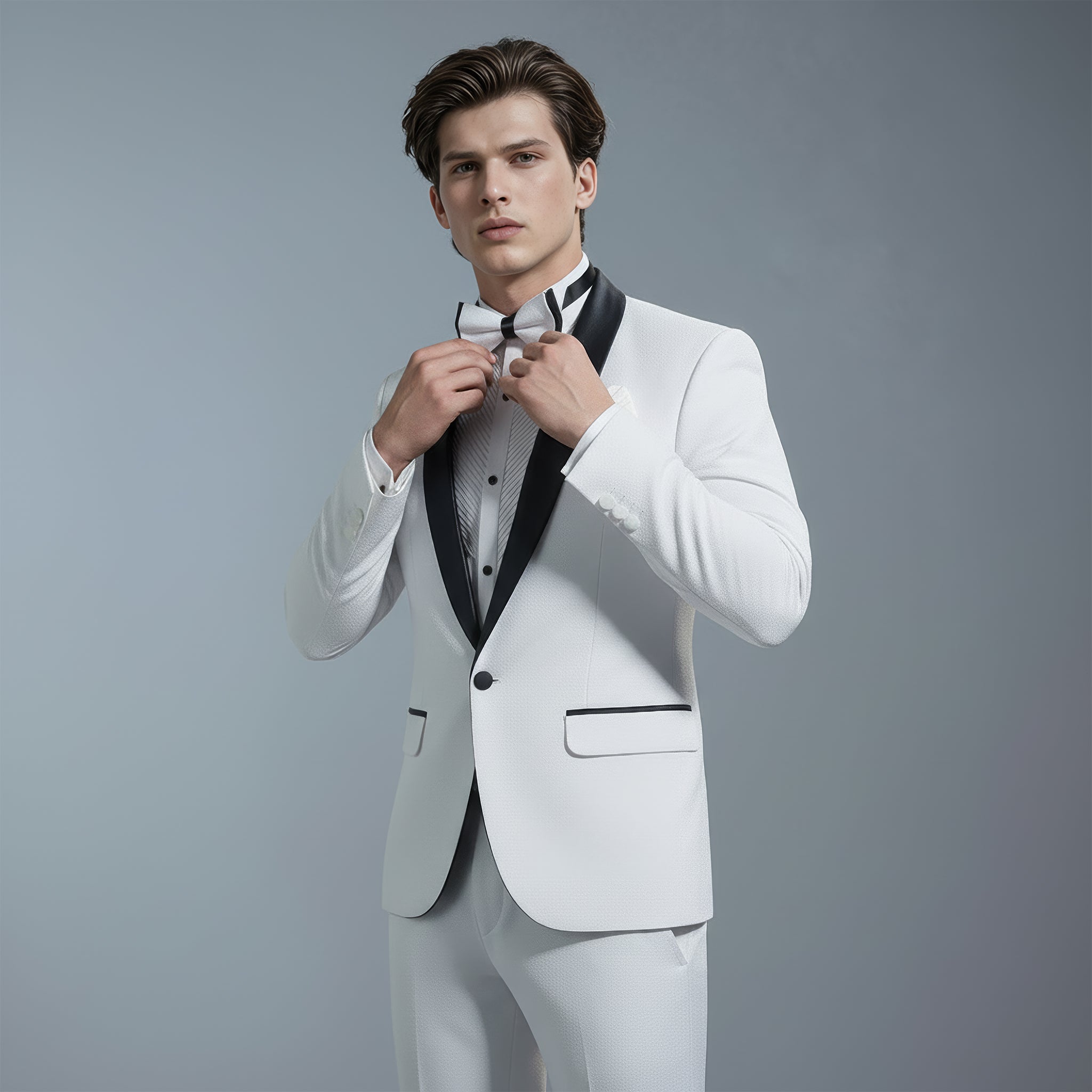 Shawl Lapel White Shiny Tuxedo