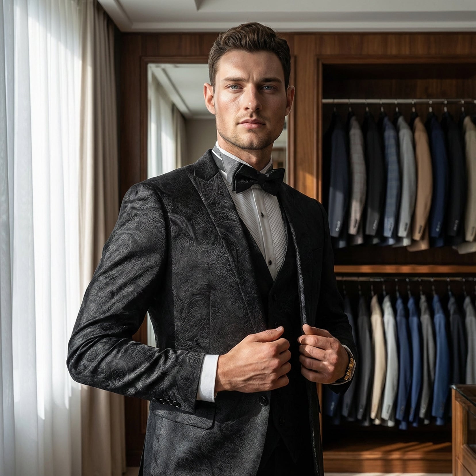 Black Velvet Paisley Suit