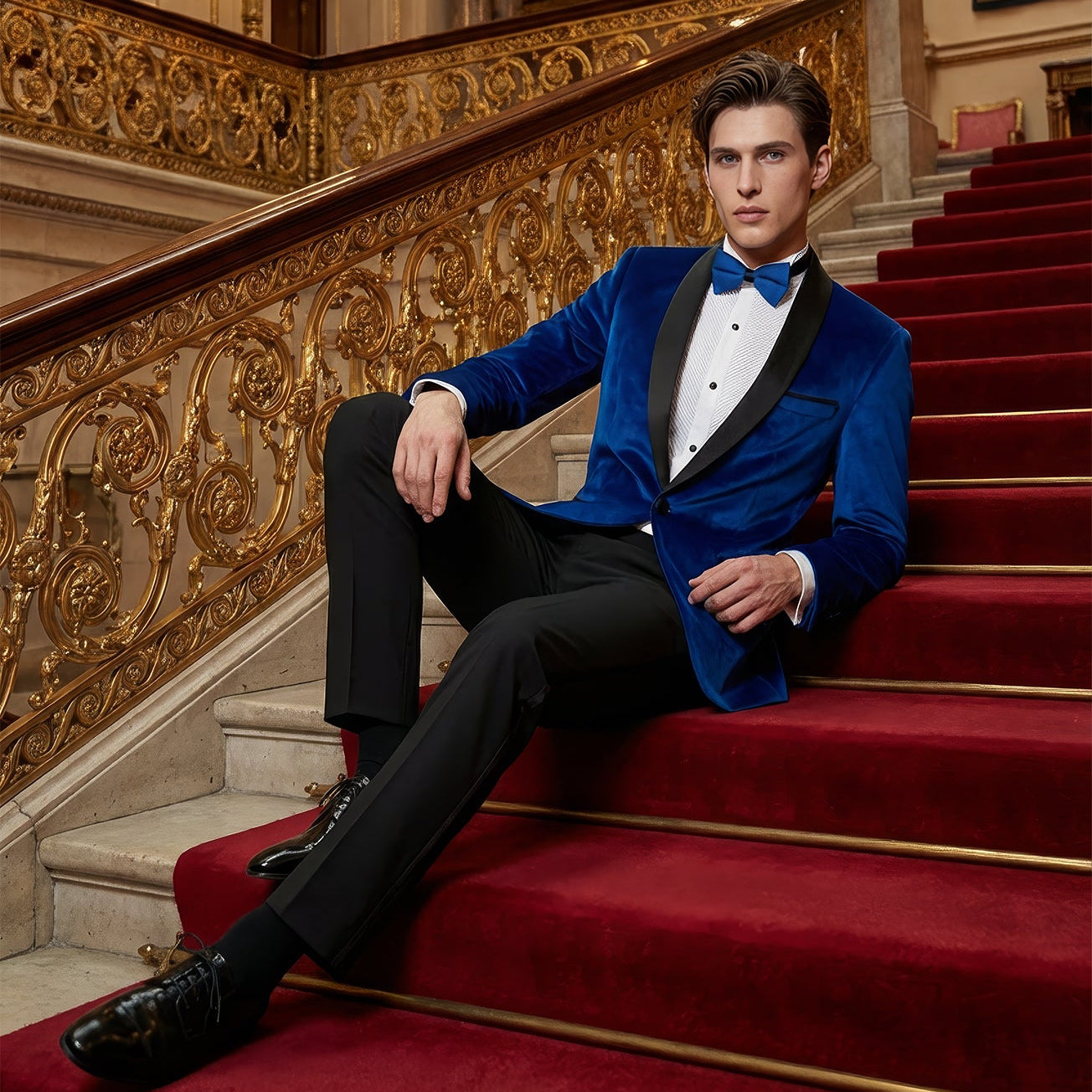 Shawl Lapel Royal Blue Velvet Tuxedo