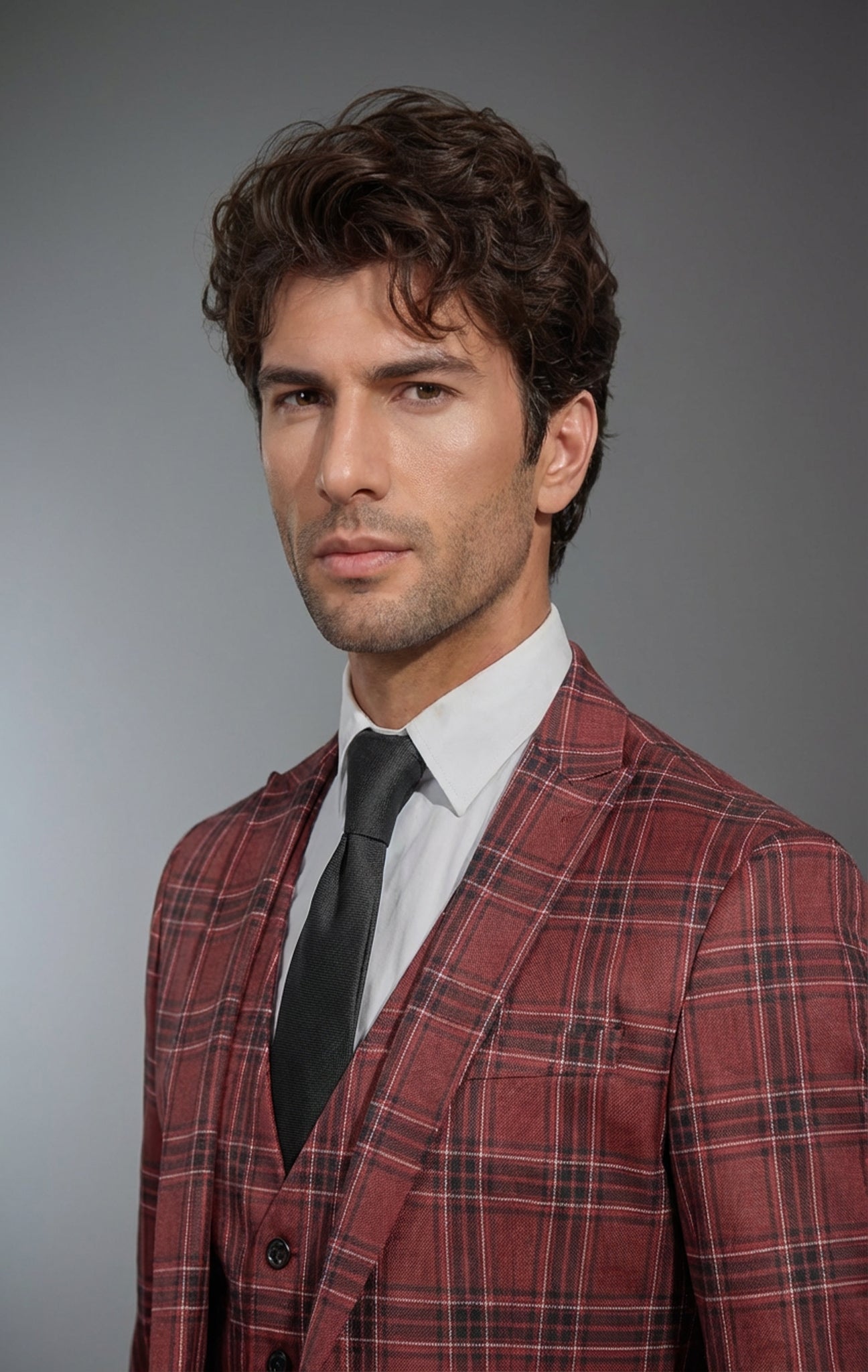 Burgundy Plaid Suit